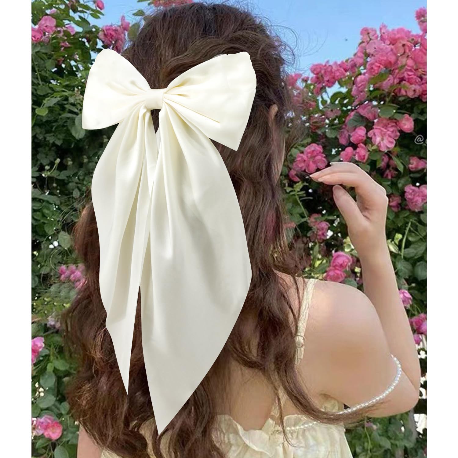 See full amazon price history chart for Big Satin Layer Long Bow Hair Clips French Style Soild Color Knotted Bowknot Snap Hairclip With Long Ribbon Hairclip For Women Girls (OFF WHITE) Big Satin Layer Long Bow Hair Clips French Style Soild Color Knotted Bowknot Snap Hairclip With Long Ribbon Hairclip For Women Girls (OFF WHITE) (B0D6Z4L6DK) Amazon Price History, Amazon Price Tracker