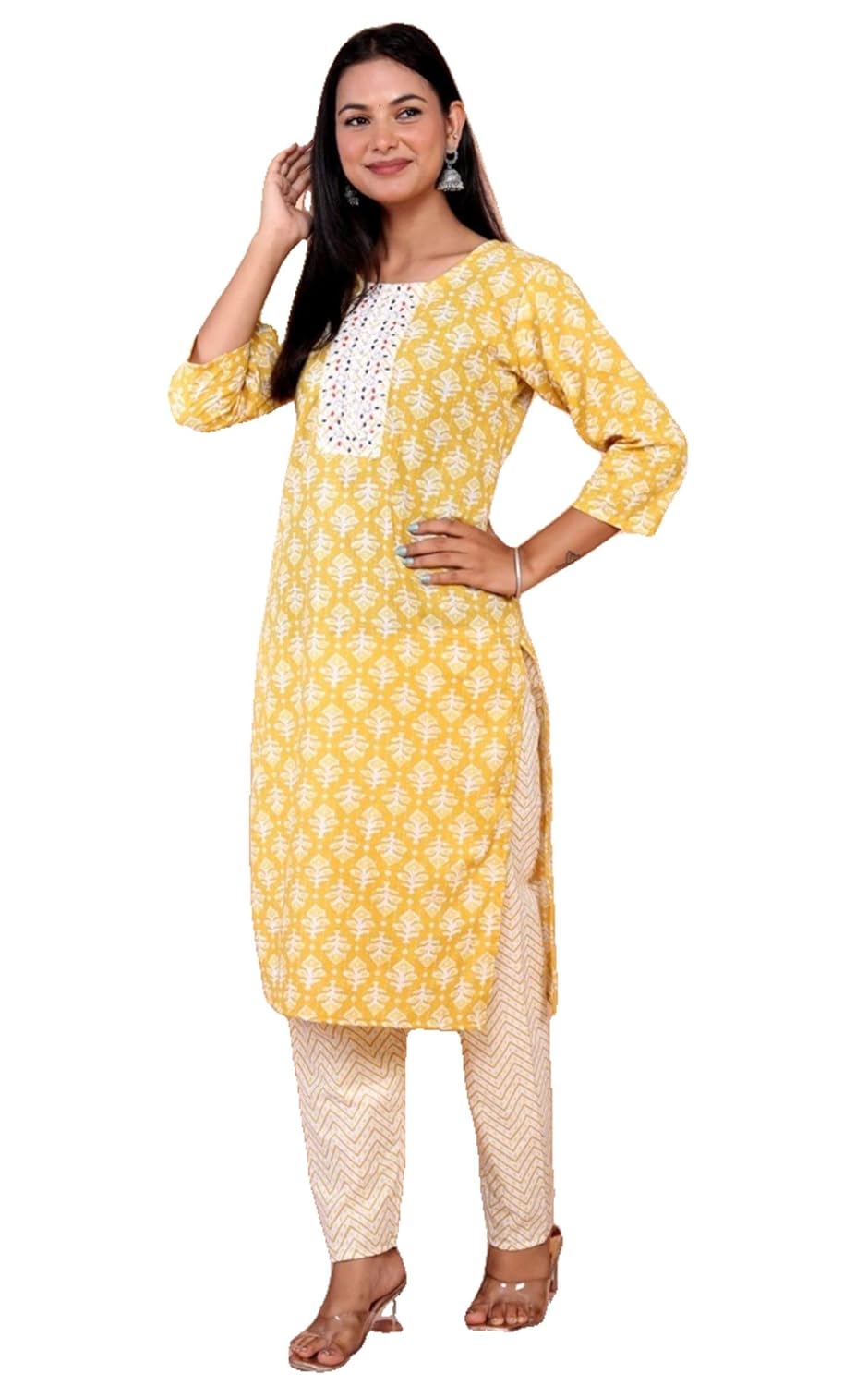 Women’s Pure Cotton Jaipuri Printed Straight Kurta with Pant Set
