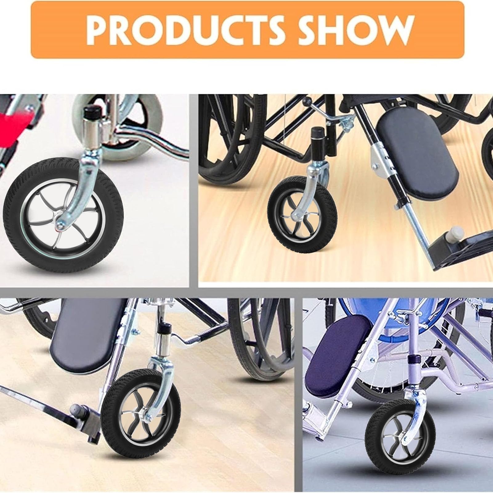 10-Zoll-Pu-Rollstuhl-Rad-Ersatz, geräuscharmer Walker-Laufrollenreifen für Rollator-Trolley-Walker, robust, einfache Installation