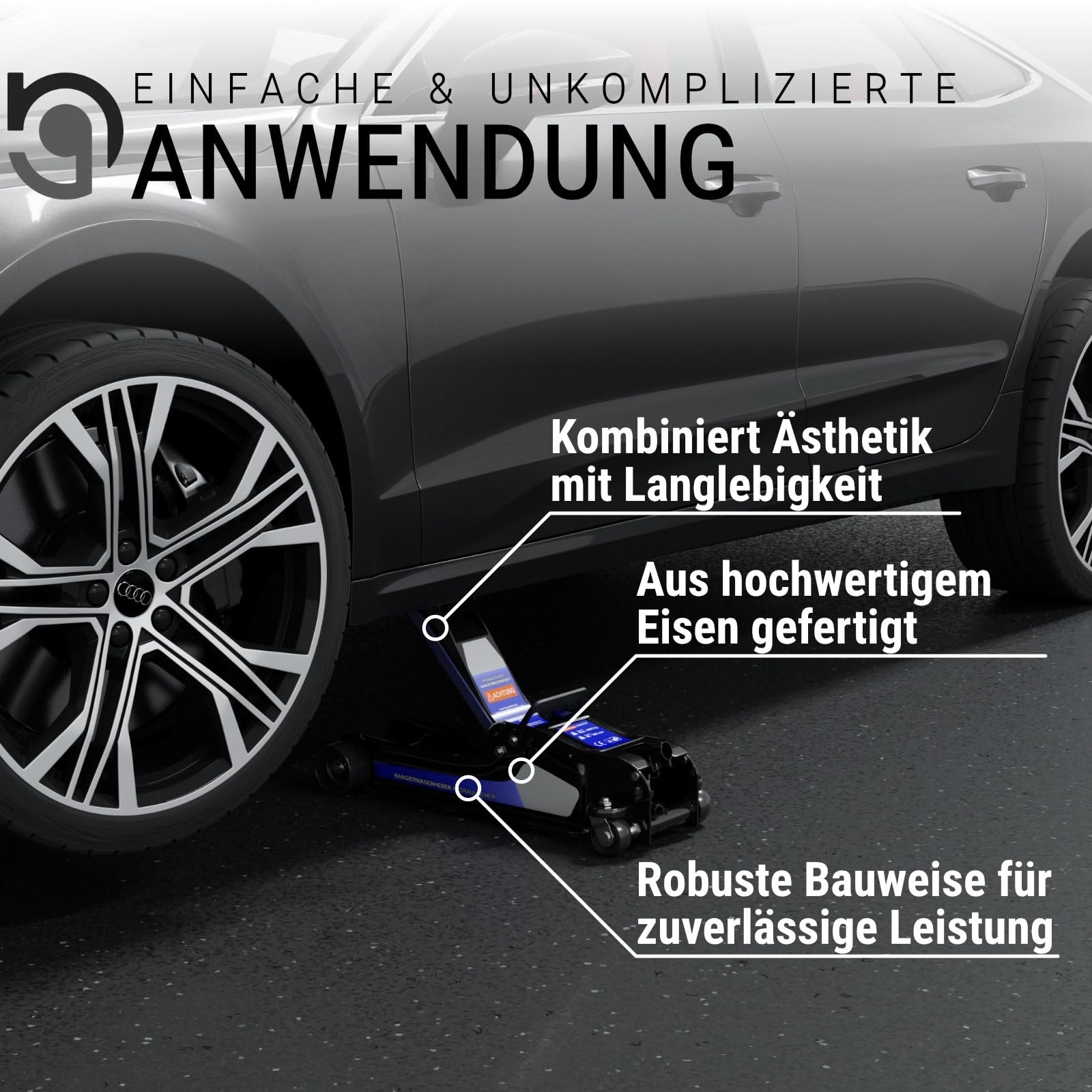 HAGO24 hydraulischer Wagenheber bis 2,5T I hochwertiger Rangierwagenheber mit Gummiauflage I Wagenheber hydraulisch mit 360° Rollen I sichere Auto Hebebühne I robuste Radwechsel Montagehilfe