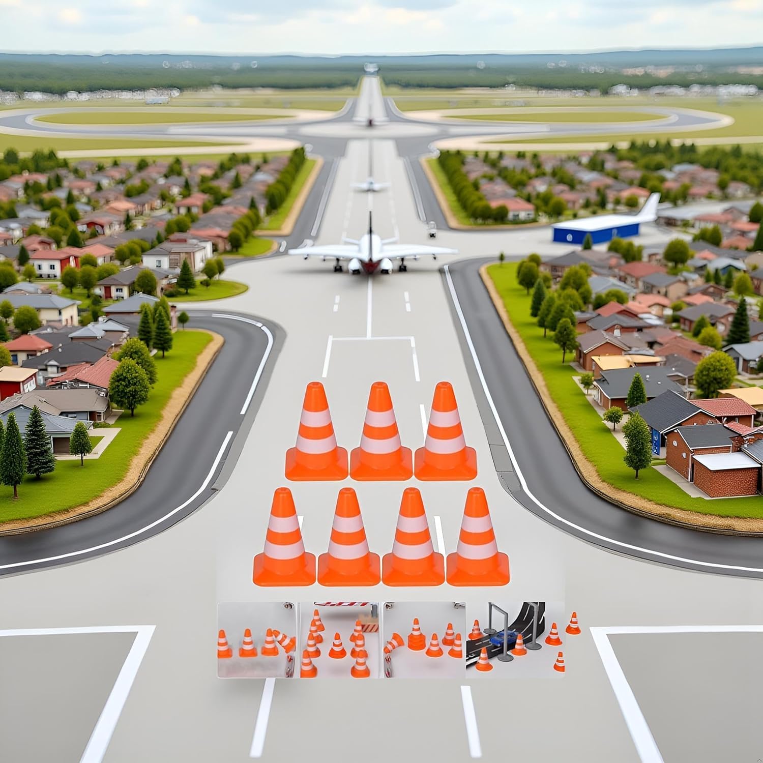 Zcccc 14Pcs Miniature Traffic Cones for Dollhouse Plastic Road Sign Educational Construction Model, Orange - Image 4