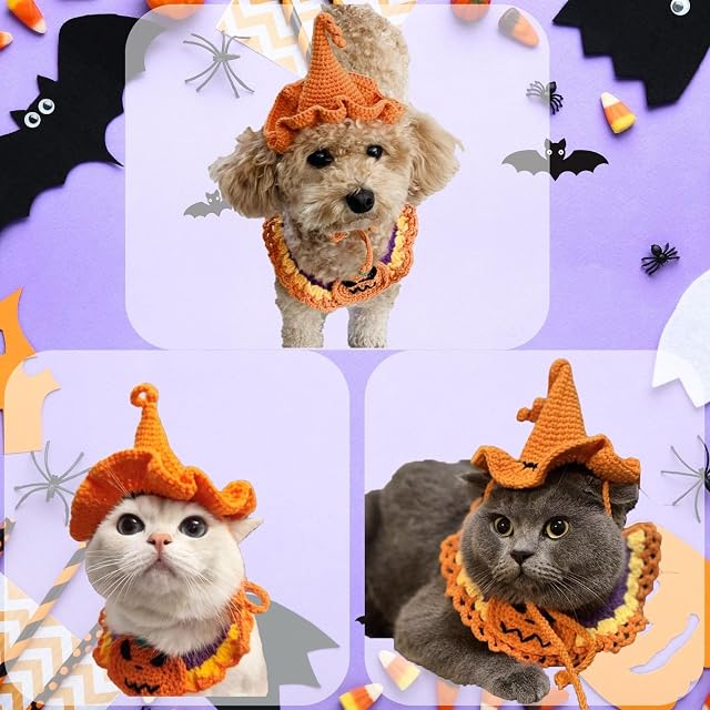 Foto 6 de 7 de uniqicon Disfraces De Mascotas De Halloween, Lindos Sombreros De Gato, Disfraz De Perro, Ropa para Gatos