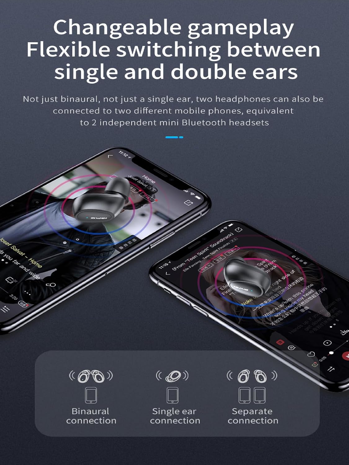 AWEI T16 Earbuds in charging case, ready for use
