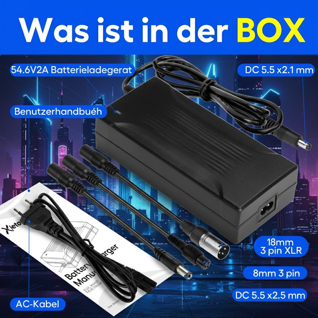 48V Ladegeräte für Scooter 54.6V 3A E Scooter Ladegeräte | Con conectores DC5525 para bicicletas eléctricas Hoverboard, universal, 48 V, cargador de scooter eléctrico