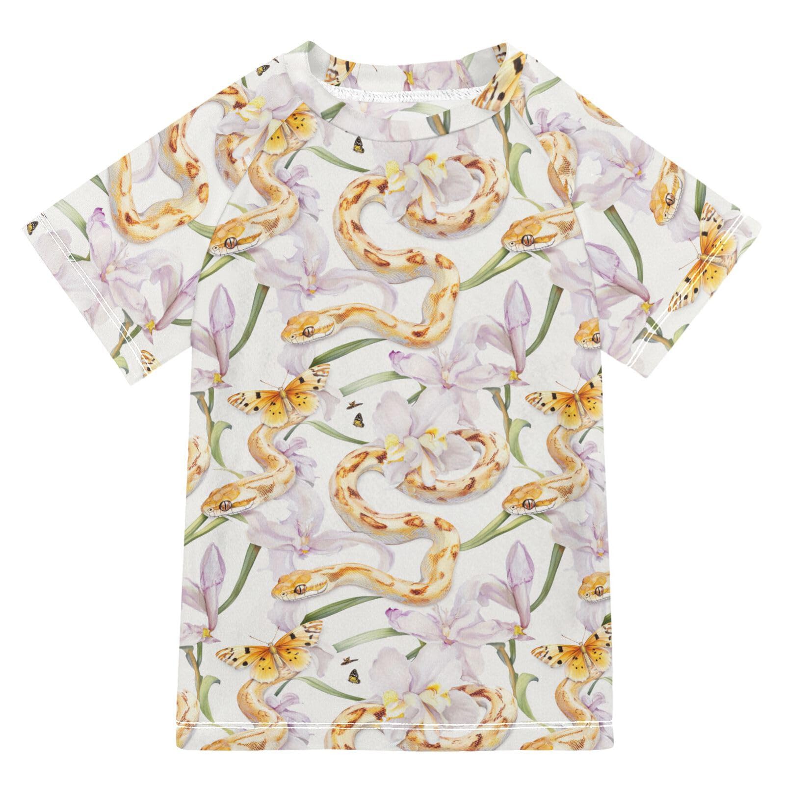 Matching Bathing Suits for Kids Short Sleeve Big Girls Swimsuits 5T Aesthetic Corn Snake Reptile White