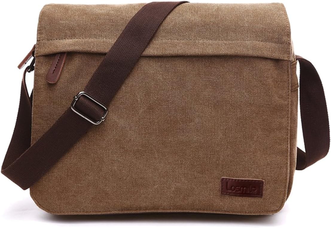 LOSMILE Men's Messenger Bag, Canvas Shoulder Bags, 13.3" Laptop Bags for Work and School,Cross-Body Bags.