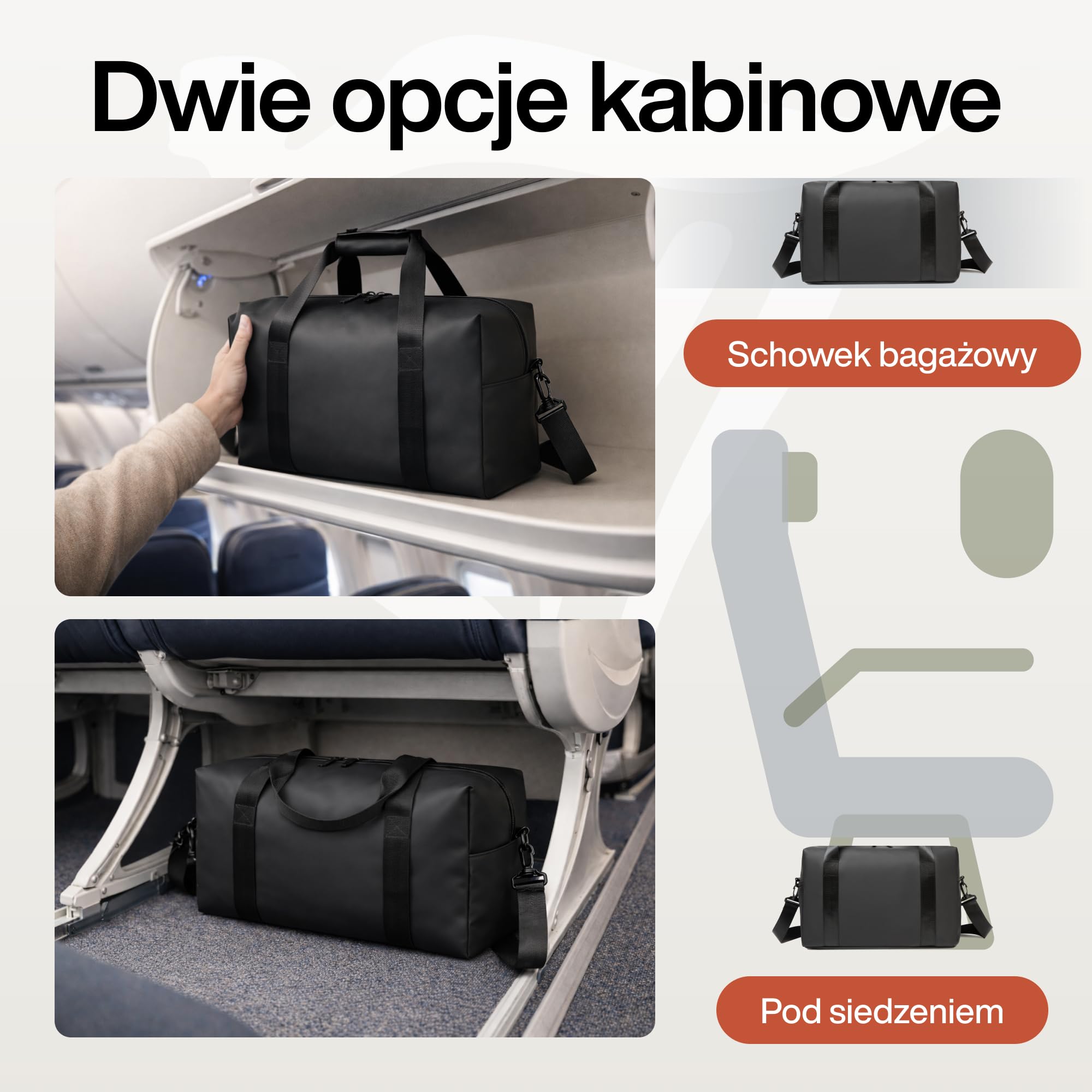 TRAVEL DUDE Torba podręczna Ryanair 40 x 20 x 25 cm, wodoodporna torba podróżna 20 l, mała torba weekendowa i sportowa do lotów Ryanair i Eurowings, czarna, dla kobiet i mężczyzn