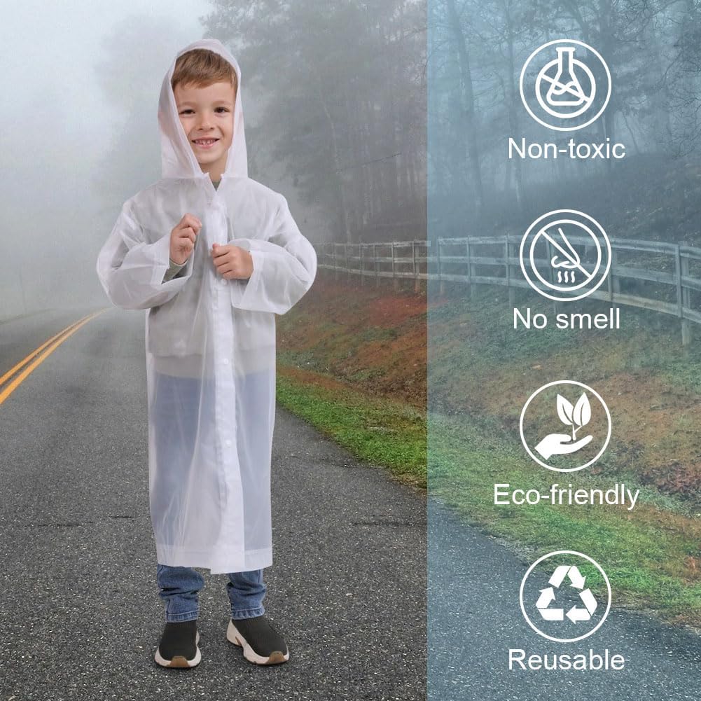 Vicloon Chubasquero Niño 2PCS Impermeable EVA Poncho Lluvia Capucha Espesar Altura 120-150 cm