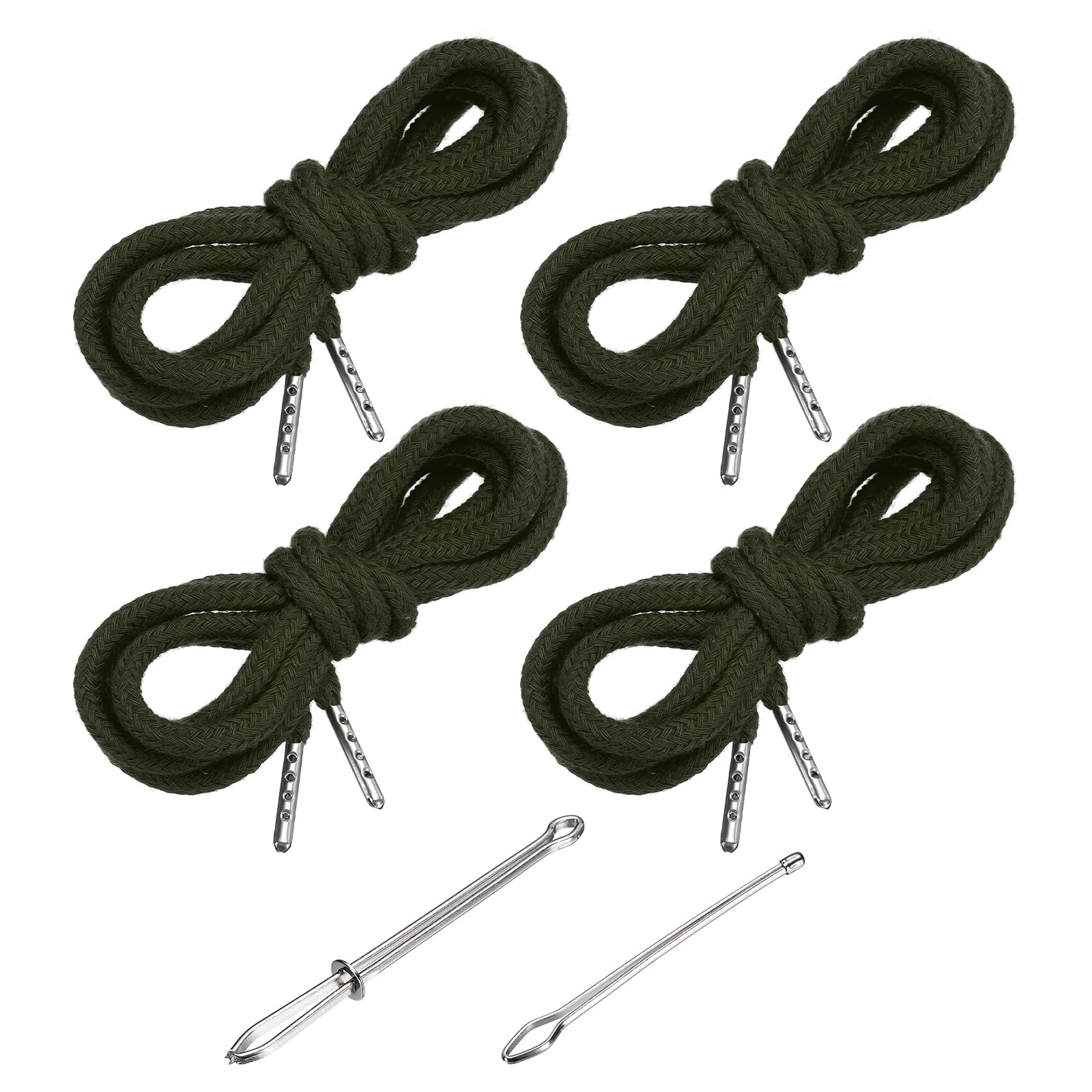 PATIKIL Drawstring Cords 130cm / 51 Inch, 4pcs Replacement Draw Strings with 2pcs Easy Threaders for Shorts Pants Jackets Coats Sweatpants Hoodie, Navy Green