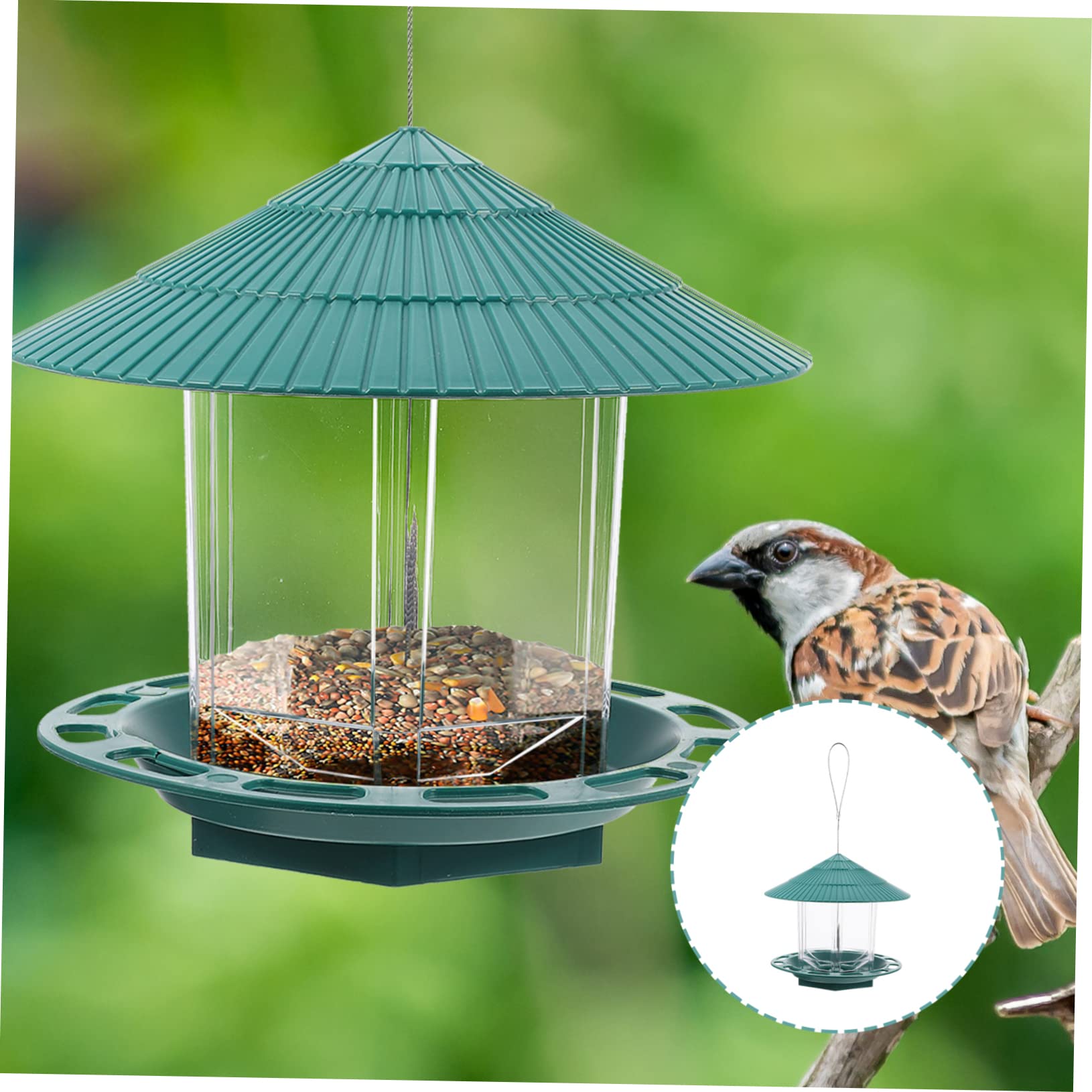BESPORTBLE Mangiatoia per Uccelli Sospesa da Esterno Contenitore per Cibo per Uccelli Decorazione per Giardino Patio