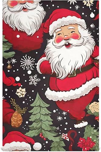 ODAWA Cute Tea Hand Towel Retro Christmas Santa Claus Red Dish Towels for Kitchen Decor Washcloths Rags Soft Absorbent 18 x 28 Inch, 1 Pack