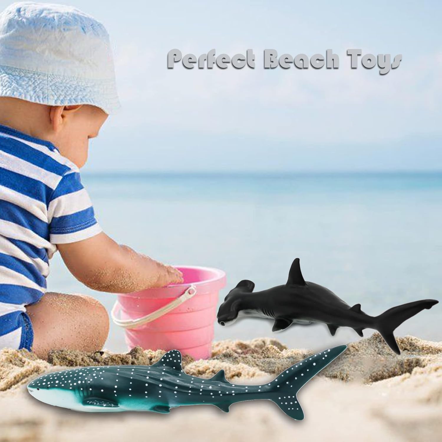 Gemini&Genius Whale Shark Hammerhead Shark Toys, Sea Animal Action Figures Ocean Model Toy Set for Play or Display, Gift, Educational, Role Play, Swim, Bath and Collection - Image 6