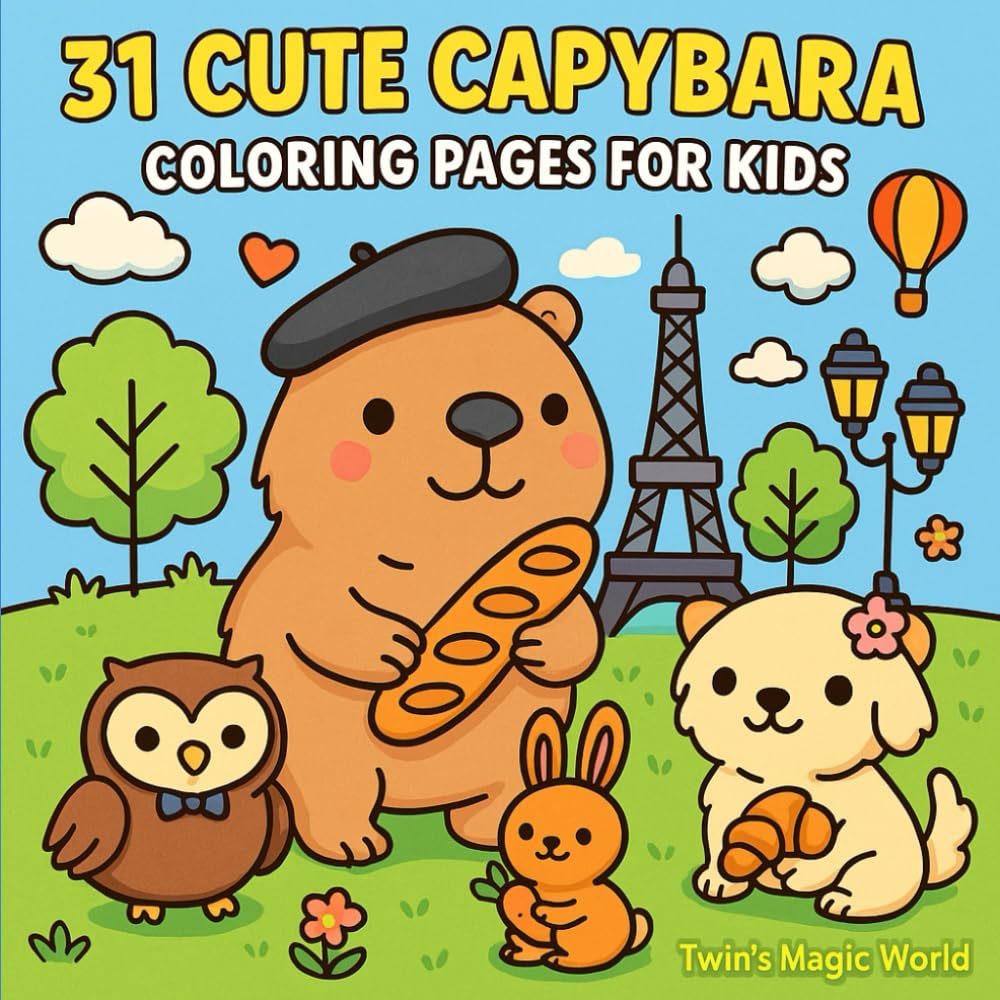 31 Cute Capybara Coloring Pages for Kids: Kawaii Animals, Fun Scenes & Easy Designs