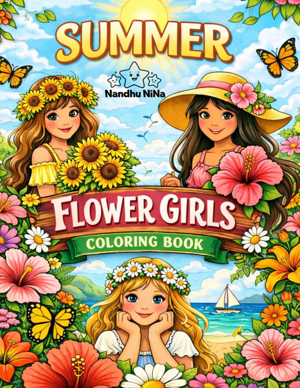 Summer Flower Girls Coloring Book: Sunny Adventures with Flowers, Friends & Imagination (Seasonal Flower Girls Coloring Series)