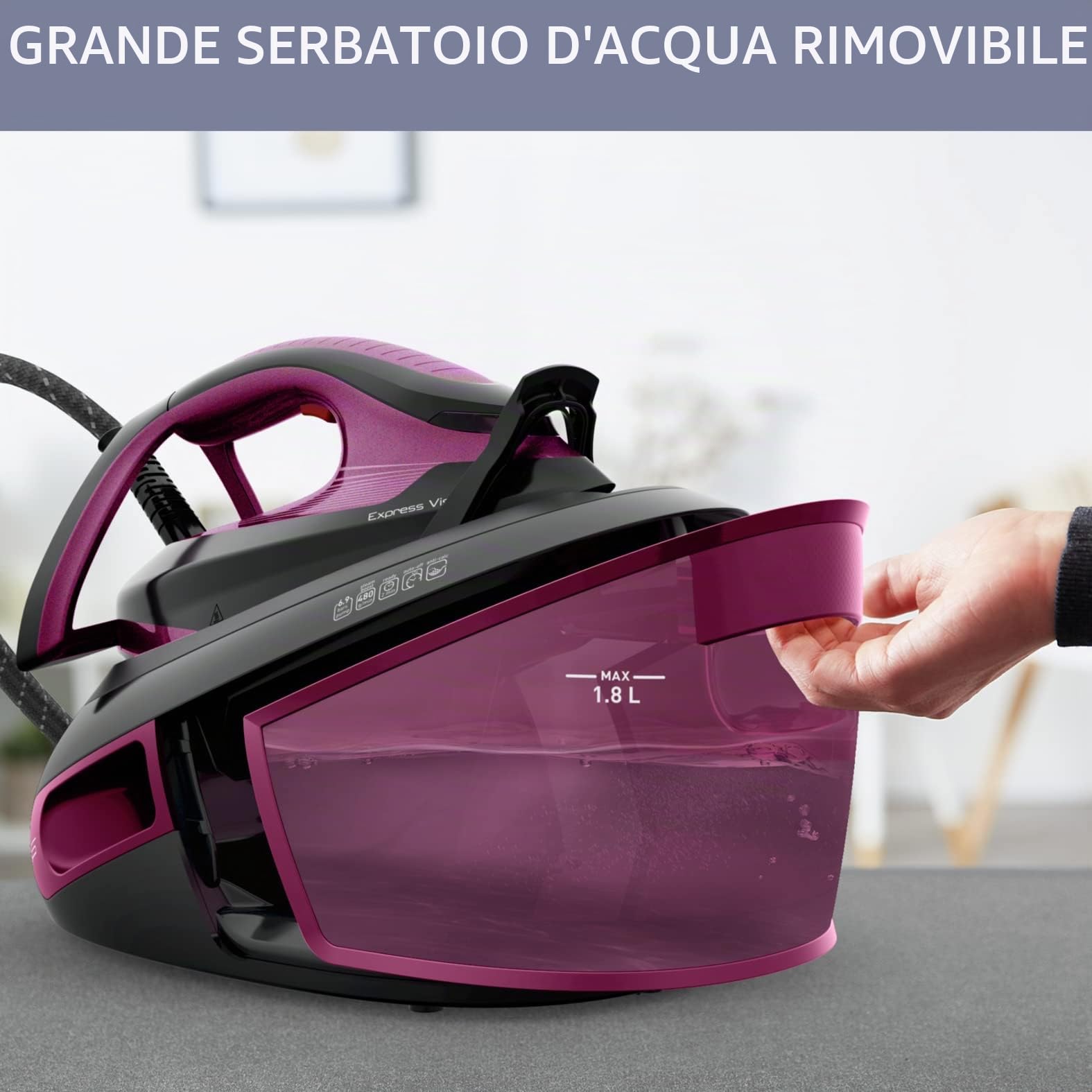 Calor Express Power Vision, Centrale Vapore a Bassa Pressione, Flusso di vapore 480 g/min, Senza Regolazione, Tecnologia LED Vision, Made in Francia, SV8152C0