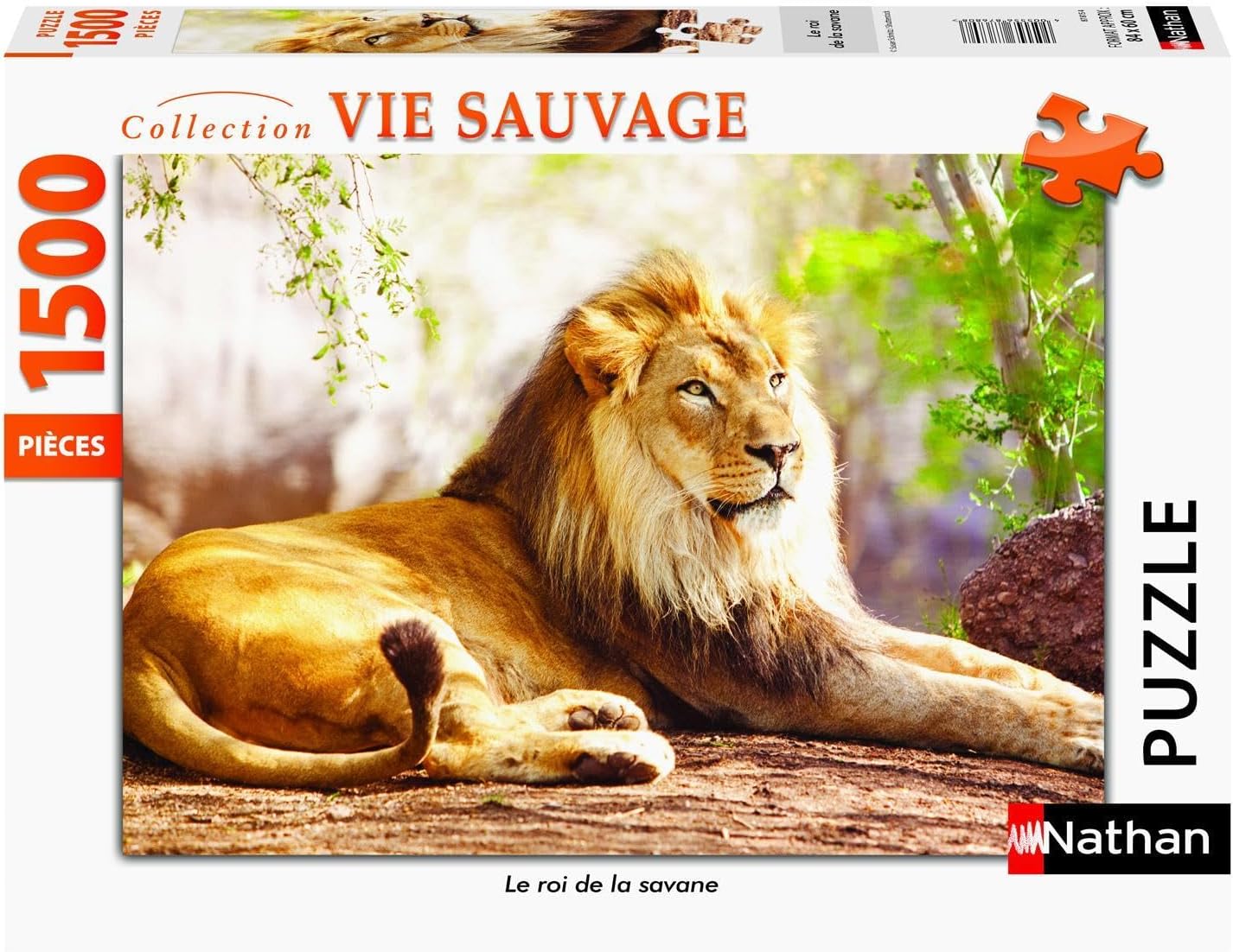 Nathan 12000951 1500-Piece Jigsaw Puzzle - King of The Savannah - Adults and Children from 14 Years - Premium Jigsaw Puzzle - Perfect Recess - Wildlife Collection
