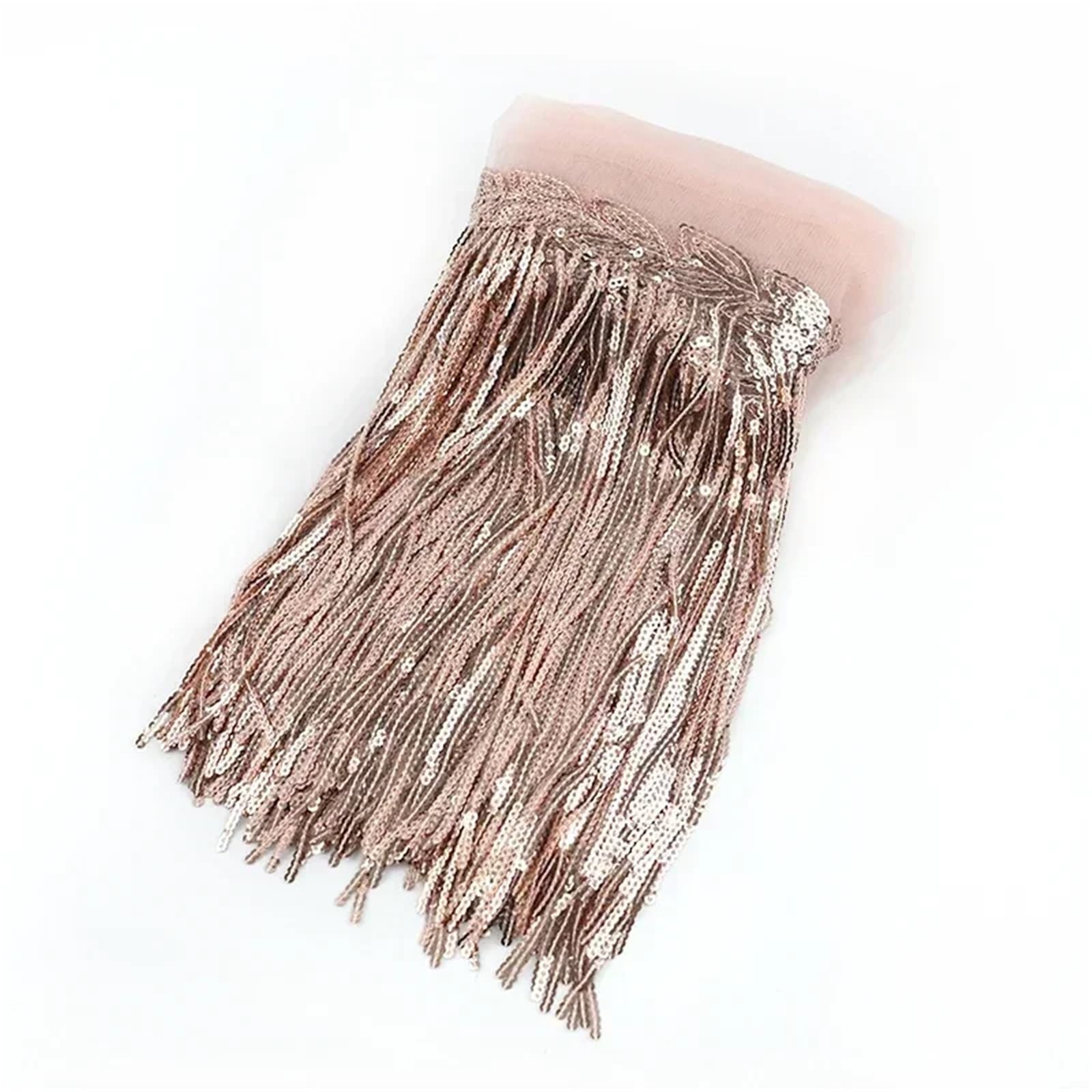 5/10 Yards 20 cm Pailletten Quaste Fransen Borten Spitzenband Hochzeit Party Kleid Stoff DIY Handgemachte Nähen Kleidung Zubehör Fransenbesatz(3 Rose Gold,10 Yards)
