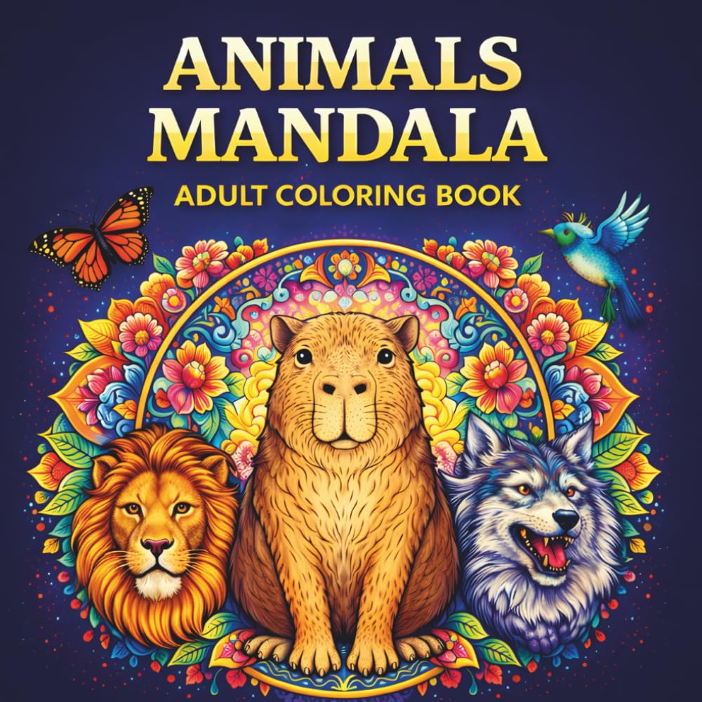 Animals Mandalas Adult Coloring Book: Relaxation, Stress Relief, and Mindful Coloring with Beautiful Animal Mandalas (Mandala Coloring Collection)