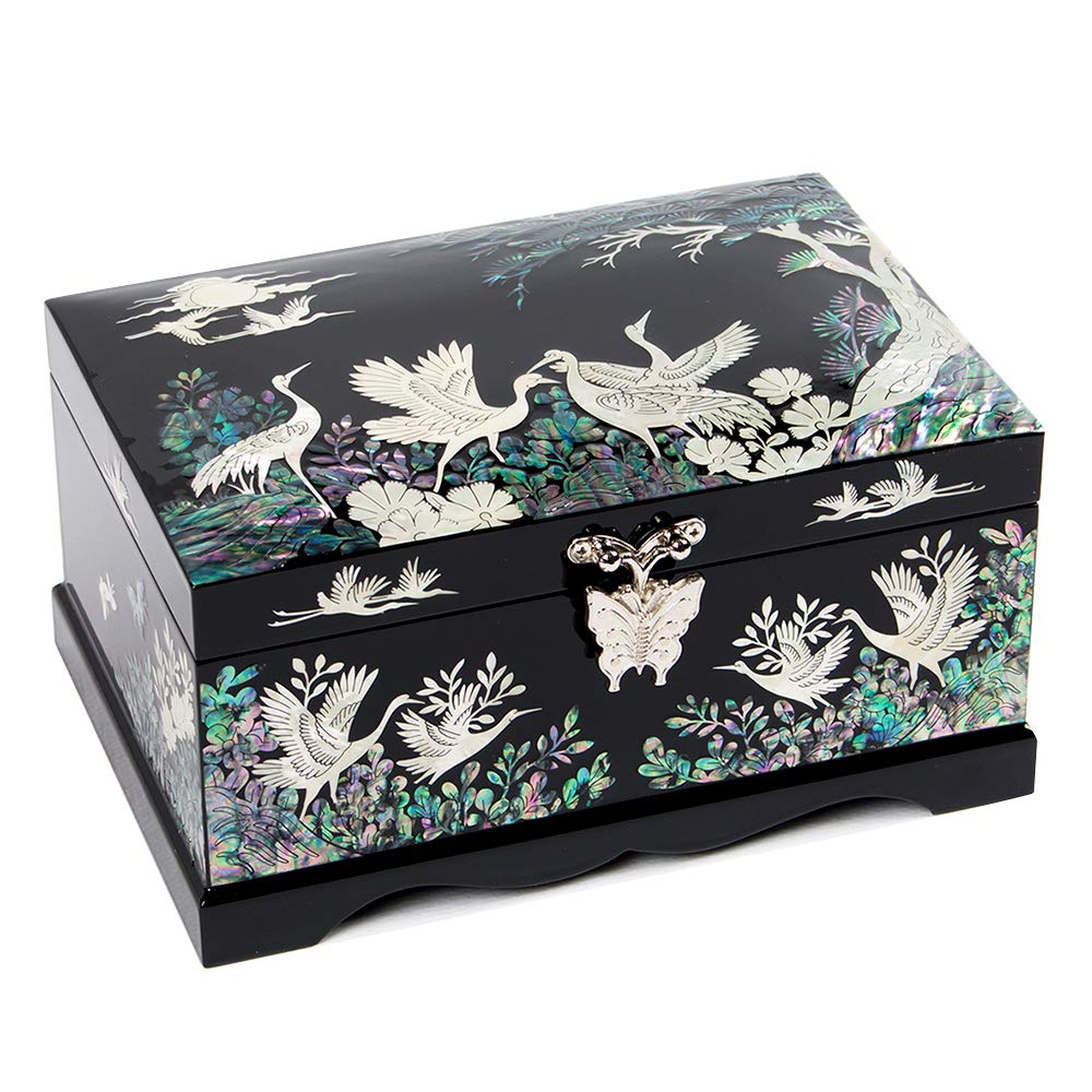 Amazon｜螺鈿細工 木製 松＆鶴 ジュエリーボックス アクセサリーケース