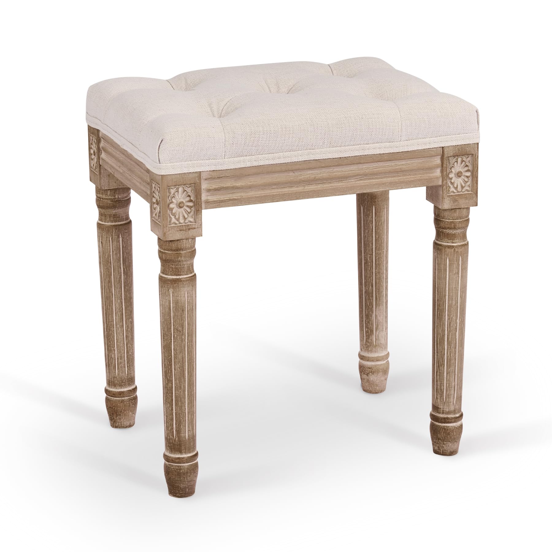 VONLUCE Bed Foot Stool 30 x 40 x 47 cm Vintage Style Entrance Bench with Padded Seat and Wooden Legs for Bedroom and Living Room