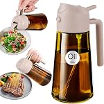 YARRAMATE 16oz/470ml Pulvérisateur à huile vert foncé pour cuisiner avec des stickers, qualité alimentaire Premium 2 en 1 Bouteille de distributeur d'huile d'olive pour Gadgets de cuisine, Air Fryer, Salade, Friing, BBQ (Gris)