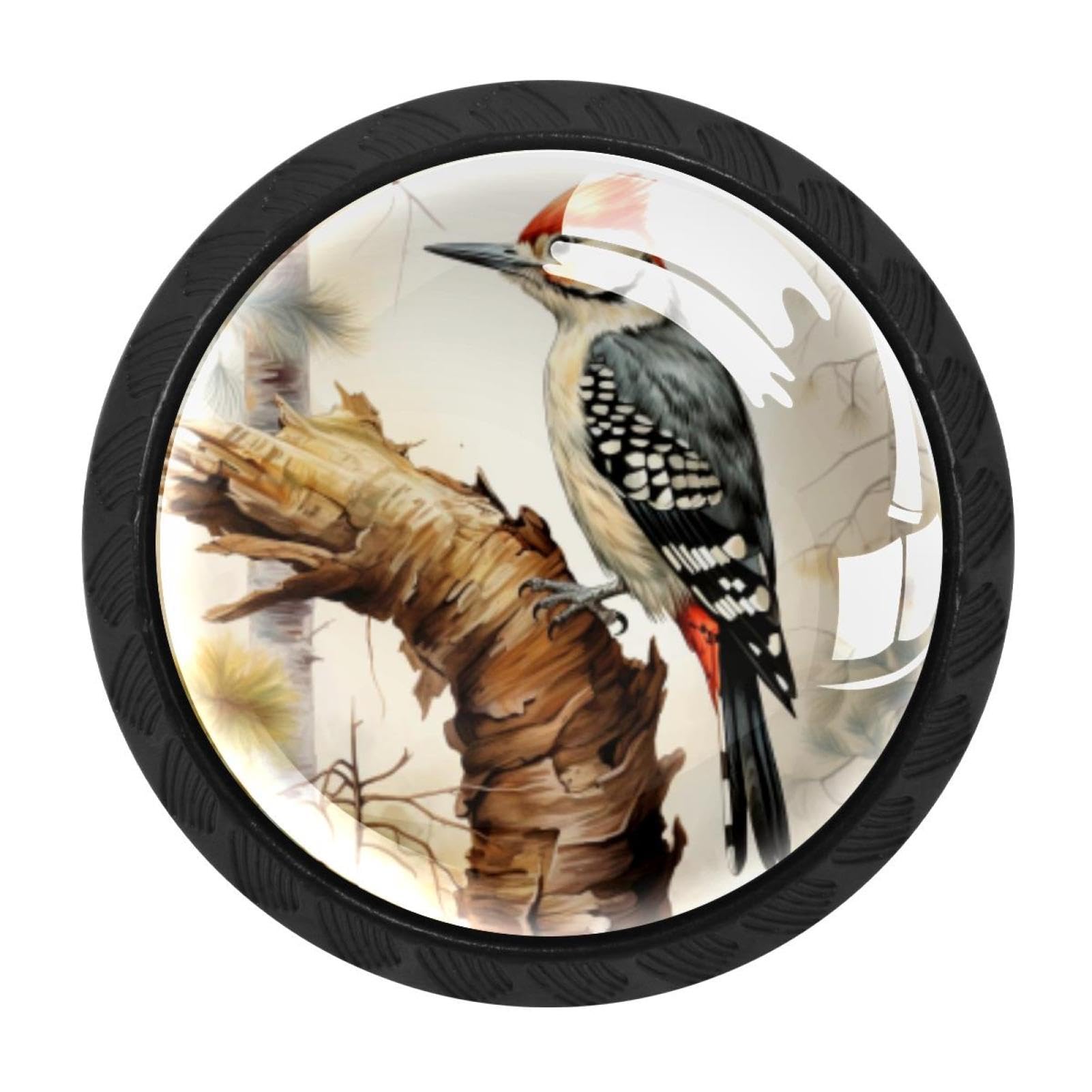 CHENZZZZ 4 Pieces Woodpecker Kitchen Cabinet Knobs Drawer Knobs Dresser Knobs Black Knobs Drawer Pulls Dresser Drawer Handles Knobs for Dresser Drawers