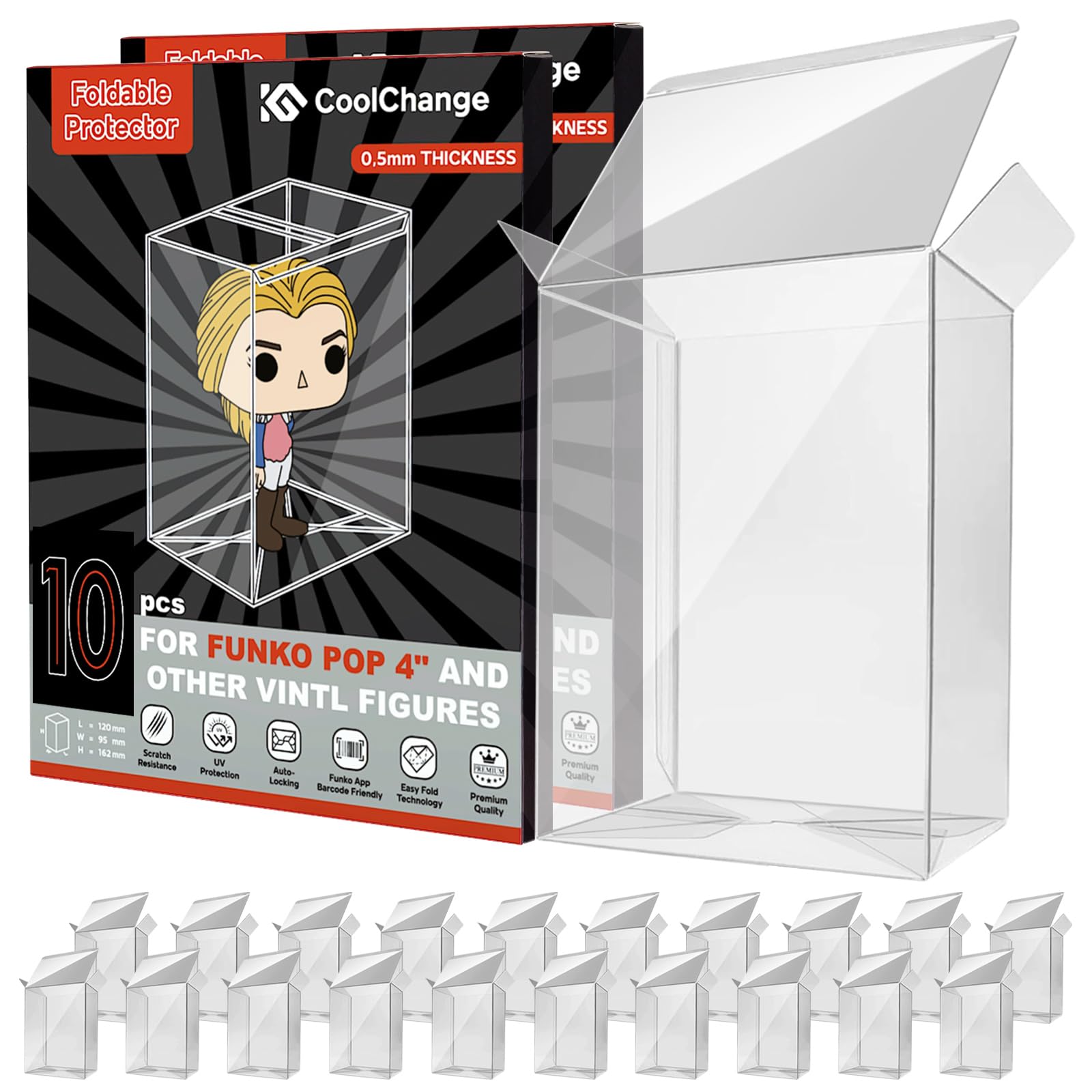 CoolChange Funda Protectora Compatible con Funko Pop! | Protector Case para Pop 4” empaque | Protector de Figuras | 20 pzs.
