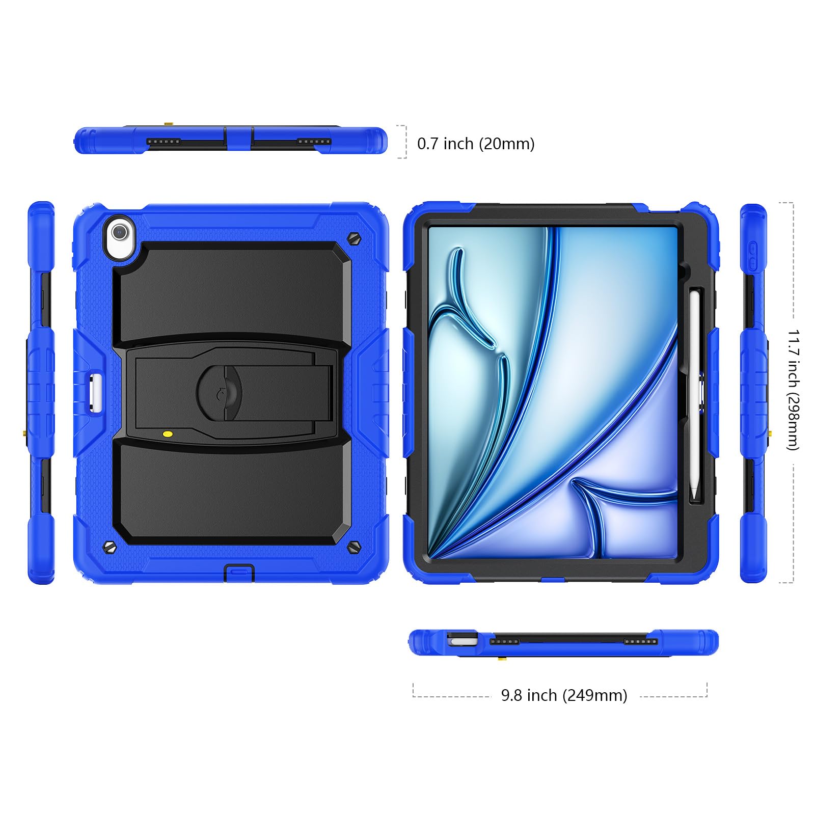 Etui do iPada Air 13 cali M4 / M3 / M2 z osłoną ekranu. Ciemnoniebieskie