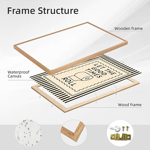 Miniatura 2 de Licpach Divertido arte de pared de baño Let The Good Times Roll Póster de papel higiénico humorístico con cita en lienzo, decoración de pared