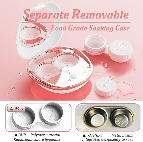 Miniatura 3 de Limpiador de lentes de contacto, máquina de limpieza ultrasónica portátil de lentes de contacto con cargador USB y kit de funda de remojo de