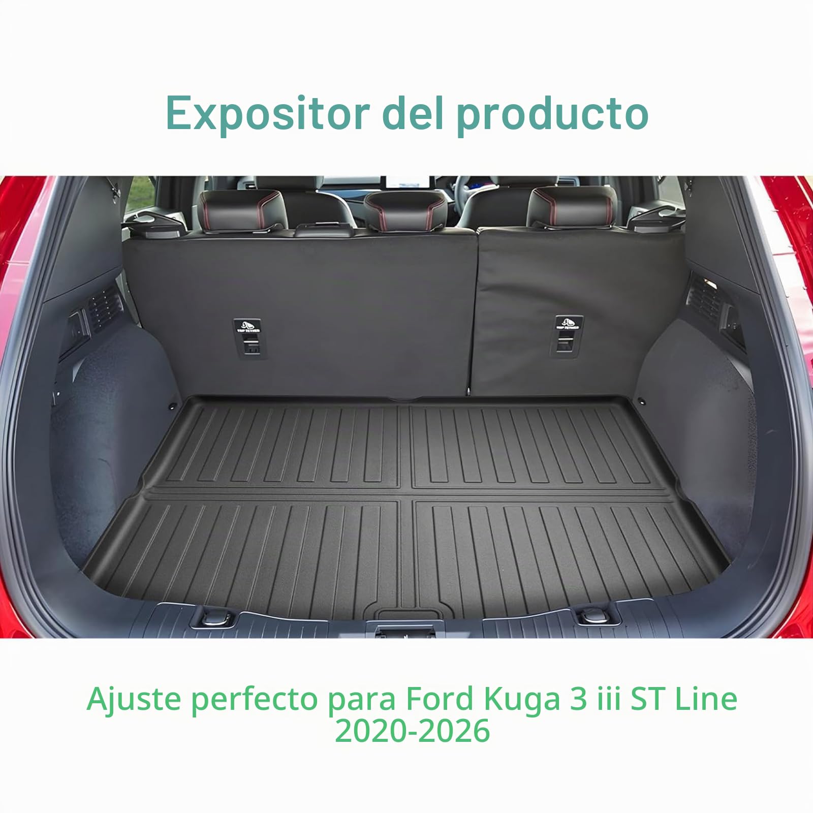 GAFAT Compatible con Ford Kugα 3 III ST Line X 2020-2024 2025 2026 Alfombrillas para Maletero, Fácil de Plegar, Kugα MK3 Hybird PHEV Alfombras Goma TPE Todo de Clima, Originale Escaneo 3D Borde Alto