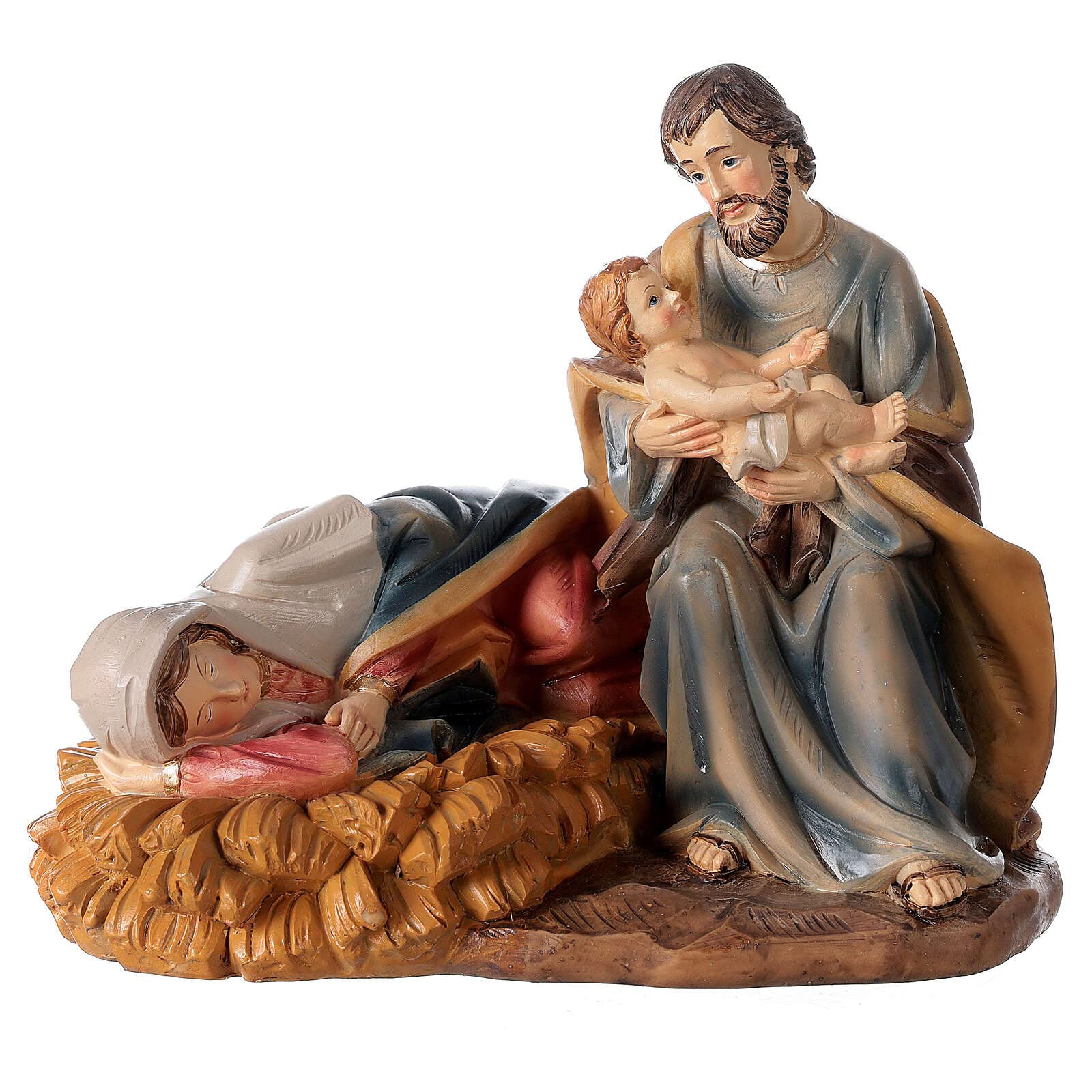 Holyart Natività: Natività sdraiata 20 cm composizione in resina dipinta