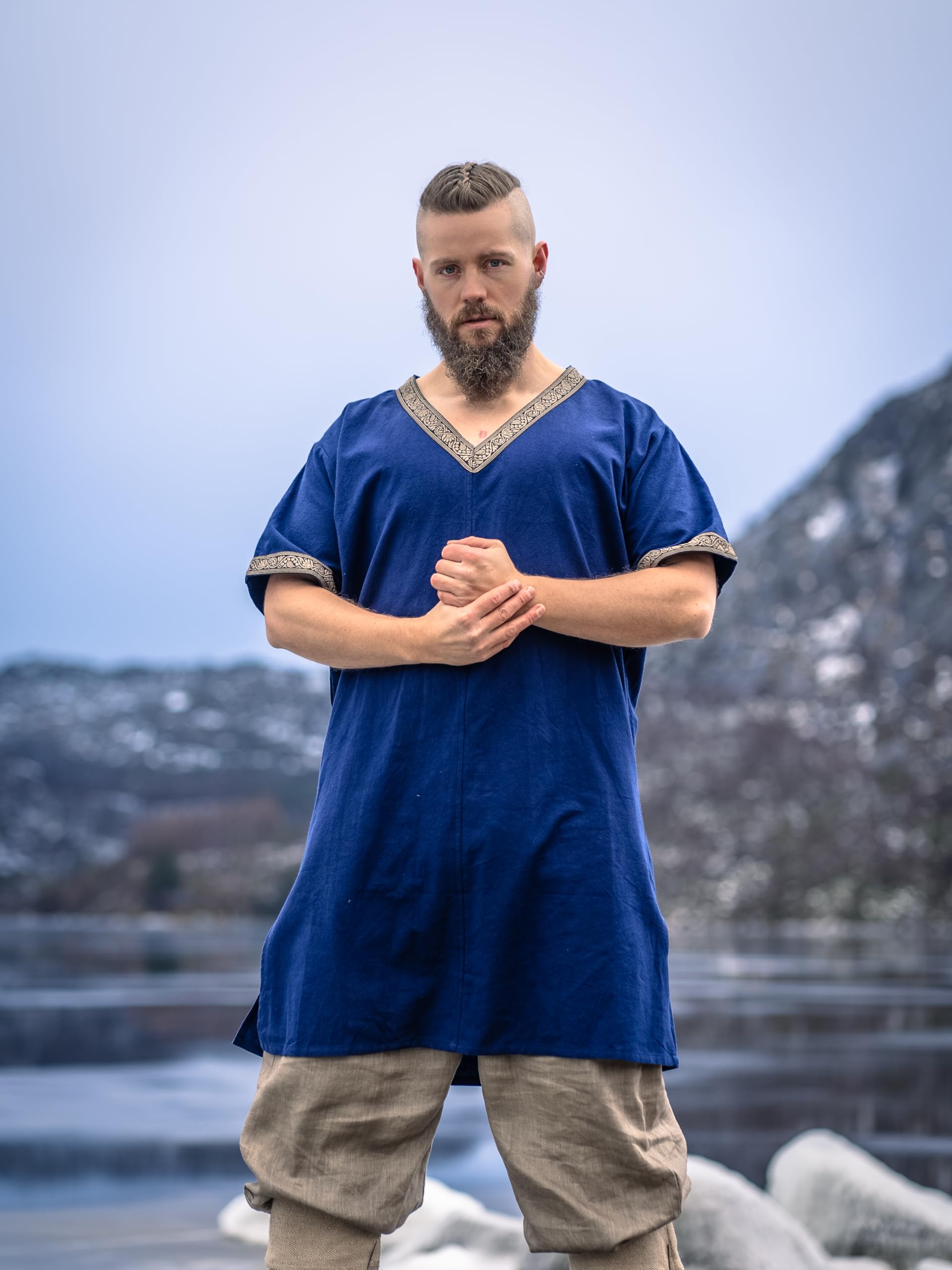 Leonardo Carbone® Tunique Viking Loki - Vêtements médiévaux Hommes, Chemise médiévale Hommes, Costume de Carnaval Hommes, Tunique Viking, vêtements LARP - 100% Coton