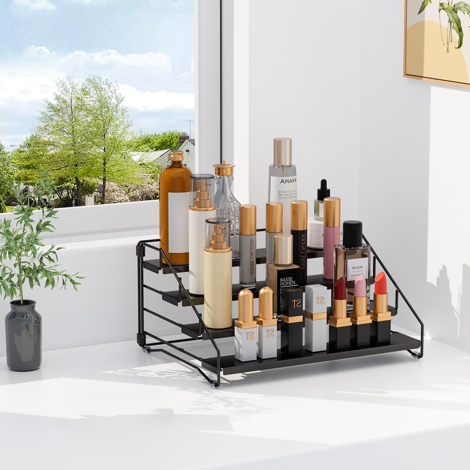 Porta Spezie per Cucina, Portaspezie Salvaspazio A 4 Livelli, Profondità Regolabile Organizer Cucina, Per Bancone, Armadio (Set Di 1)