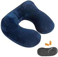 Vista 12 de Almohada inflable de viaje, soporte de almohada para el cuello para viajes, aviones, automóviles y oficinas con bolsa de transporte compacta, funda