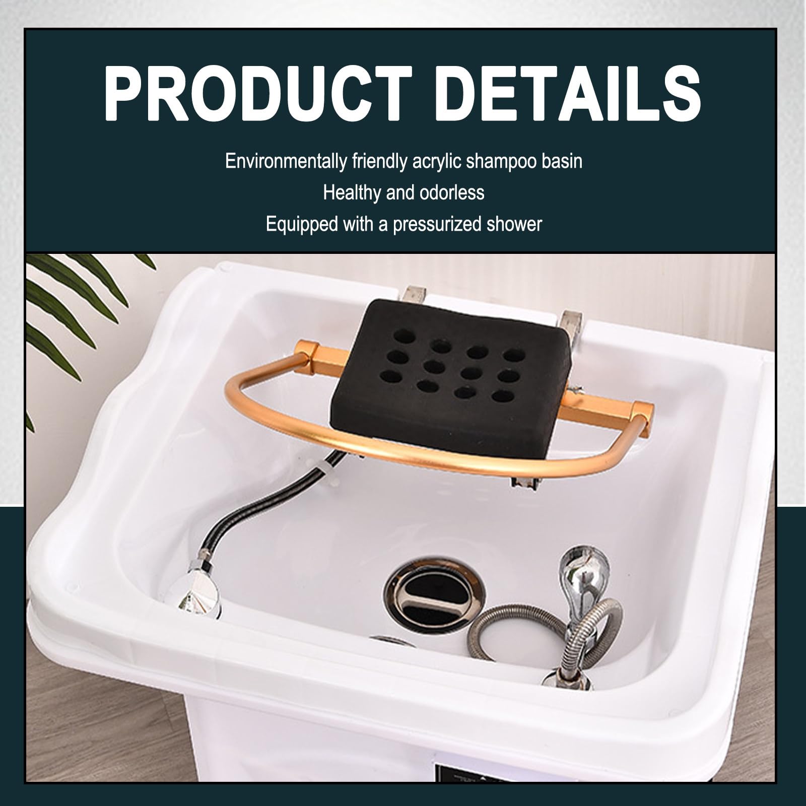 Lavatesta Mobile Multifunzionale 60L, Apparecchio per Spa con Circulazione dell'acqua e Serbatoio Removibile, Terapia della Luce e Massaggio,White-Package2