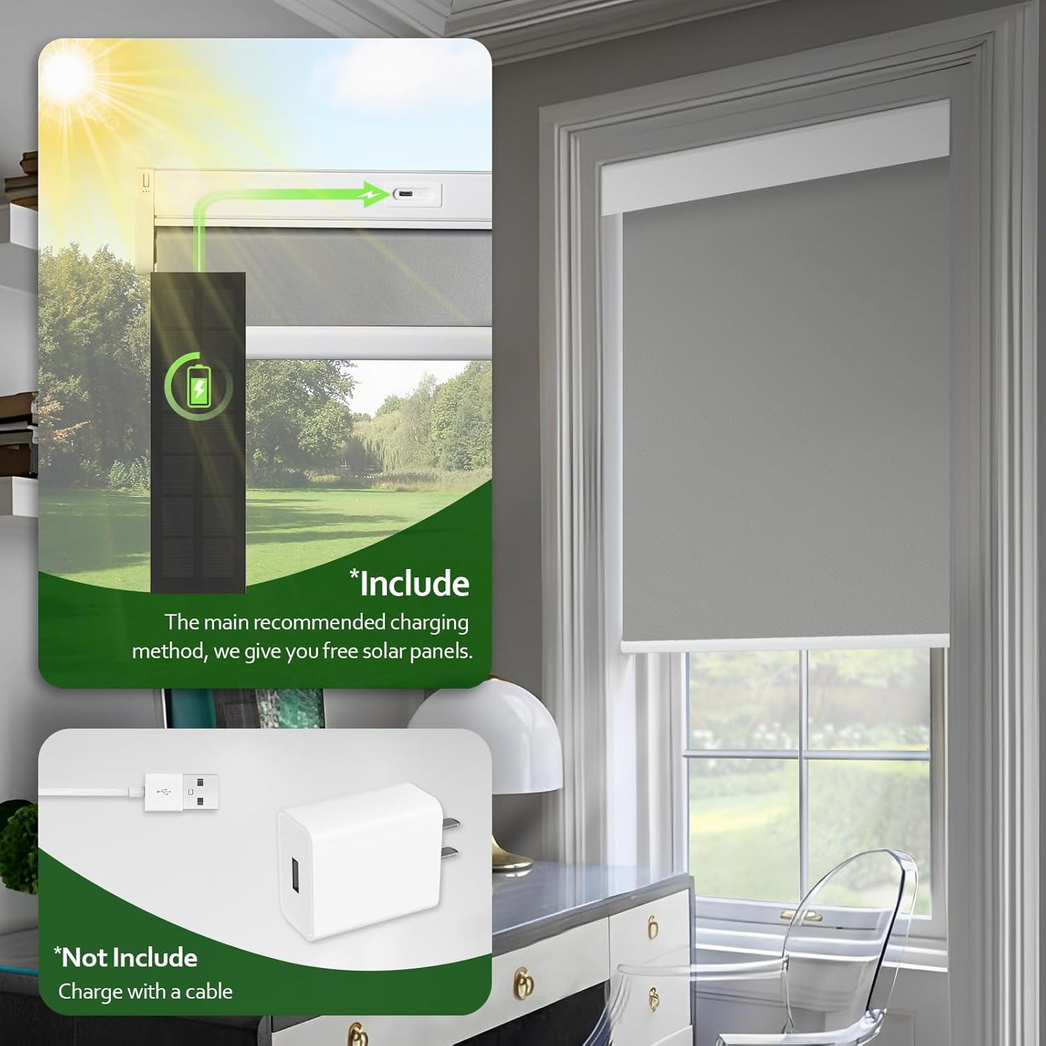 Motorized Blinds with Remote, Blackout Cooling Automatic Shades with Solar Panel Cordless Smart Blinds for Windows, Custom Electric Blinds Horizontal Roller Shades,White,52 W X 72 H