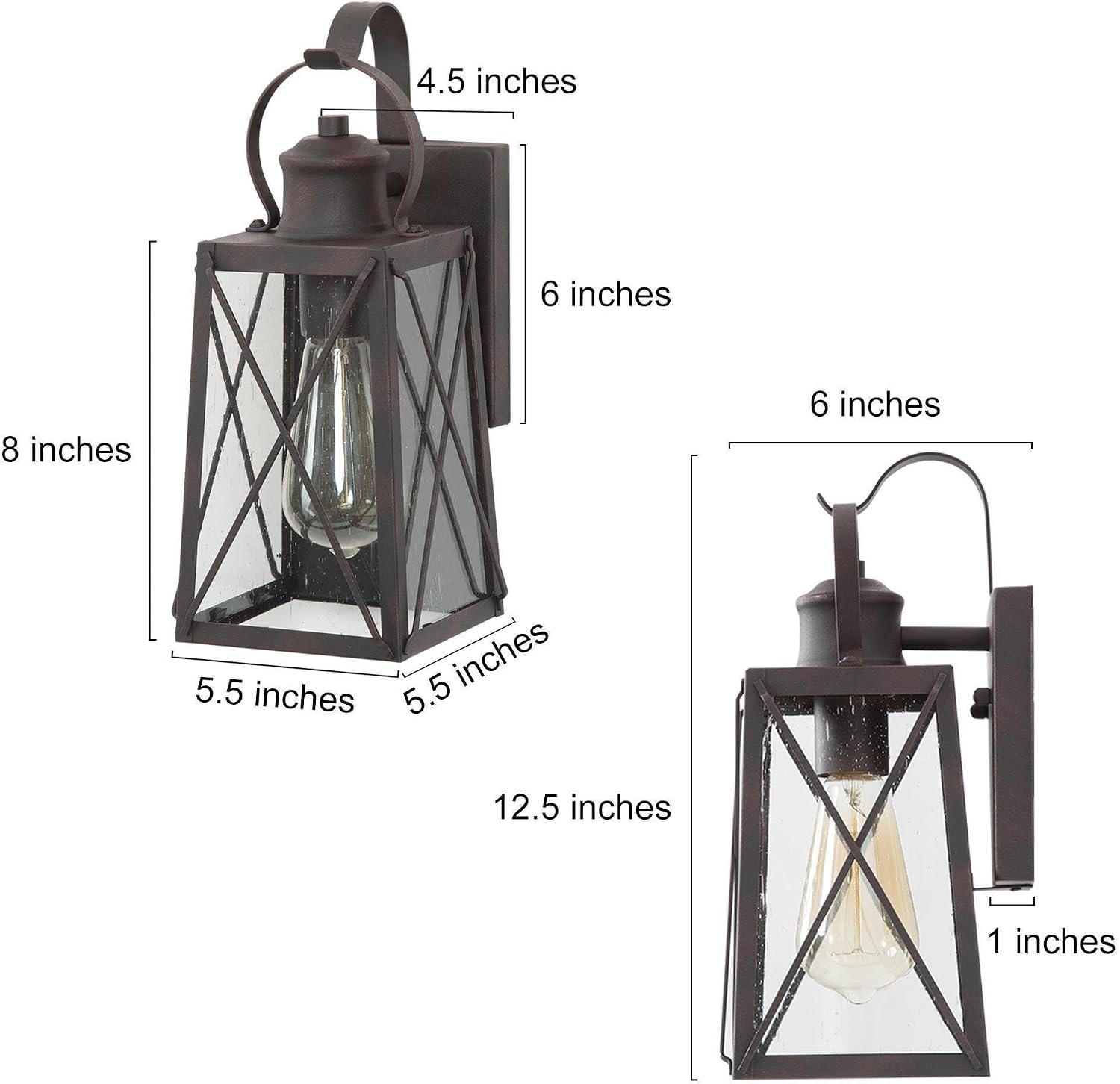Outdoor Wall Lights, Exterior Wall Sconces Light Fixture with Seeded Glass, Waterproof and Anti-Rust Bronze Lanterns for Front Door, Entry, Porch, Patio, and Gazebo