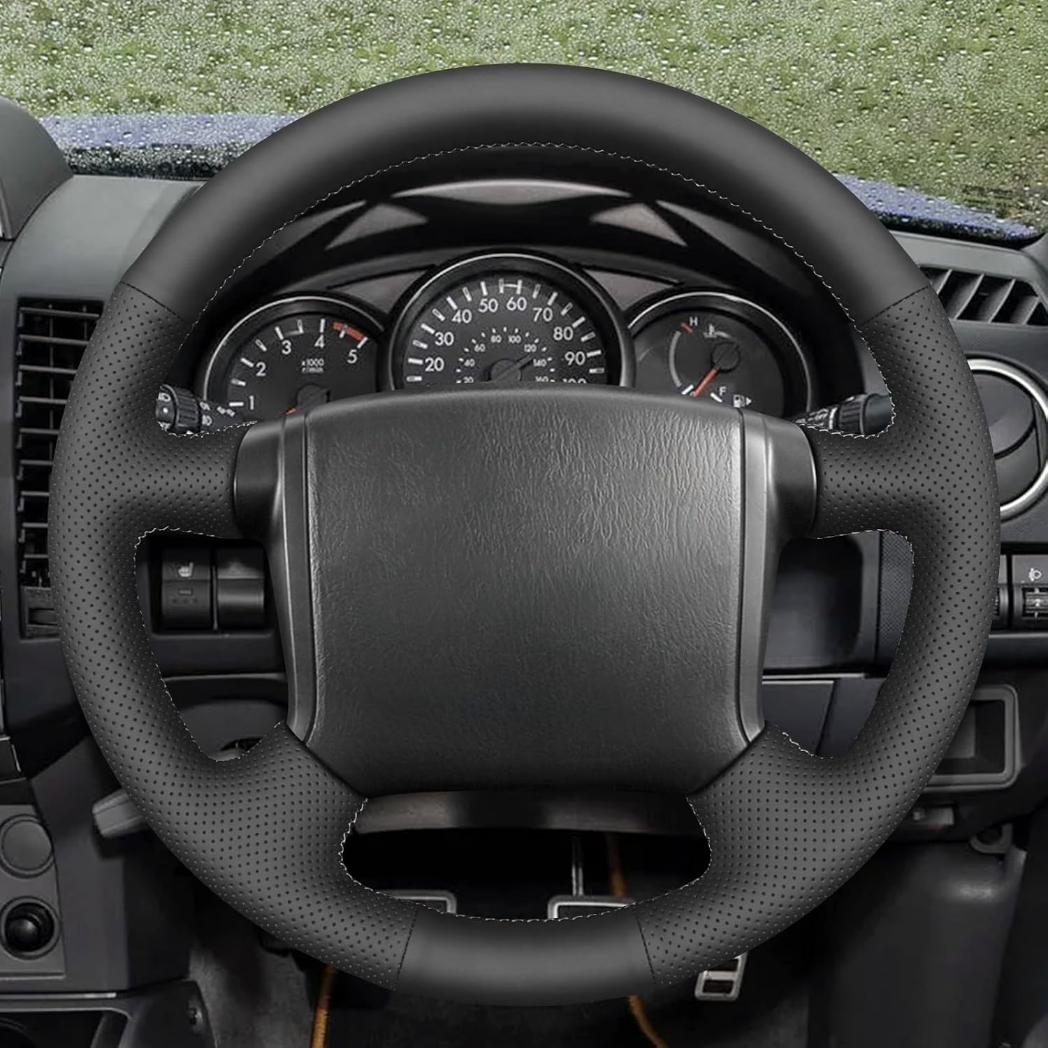 MEWANT Steering Wheel Cover for Ford Ranger Mk1 (1998–2006) Ford Ranger 2009-2011 Hand-Stitched Genuine Leather Steering Wheel Wrap