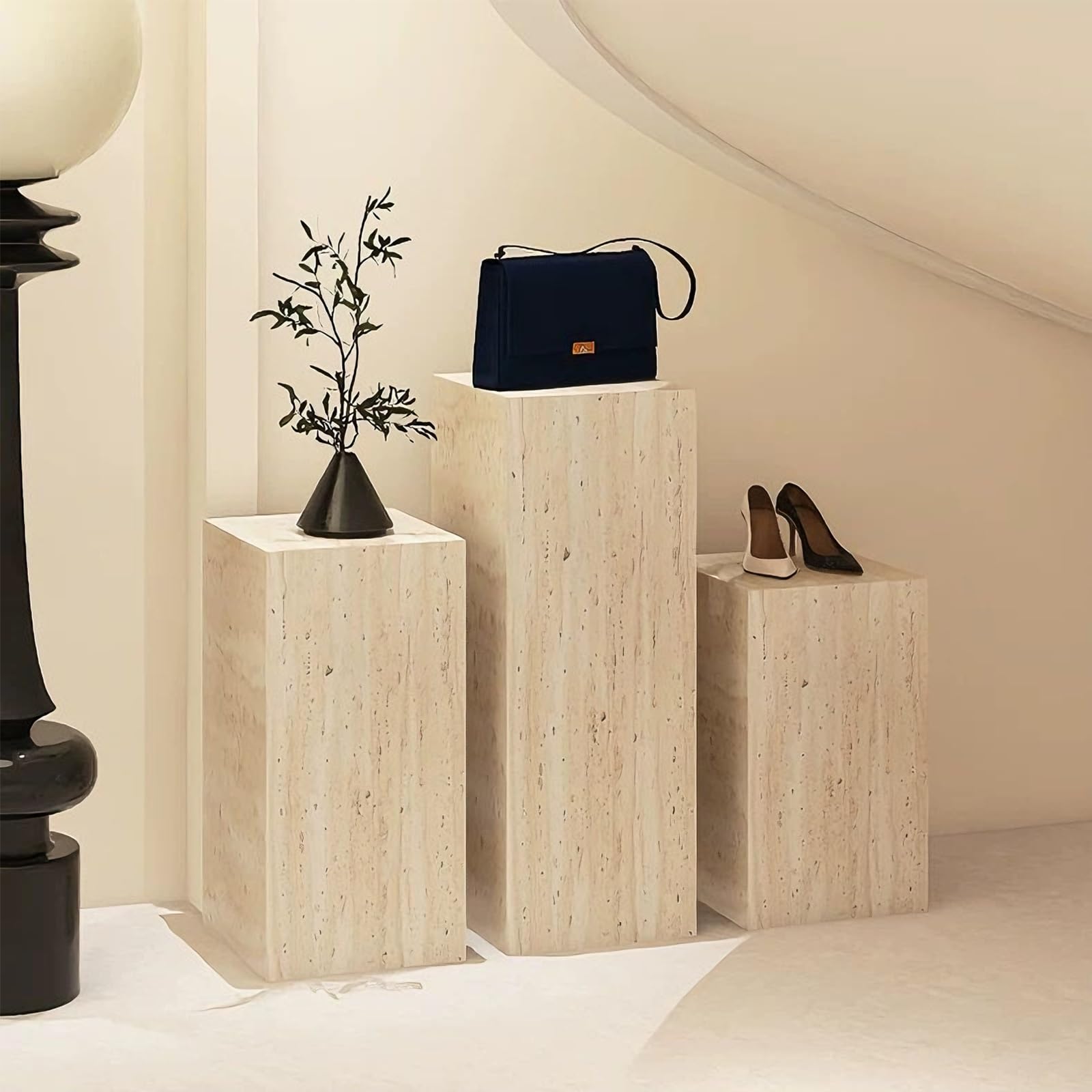 Soporte de pedestal de maniquí, pilares cuadrados para decoración artística, patrón de mármol de imitación para decoración de entrada y eventos