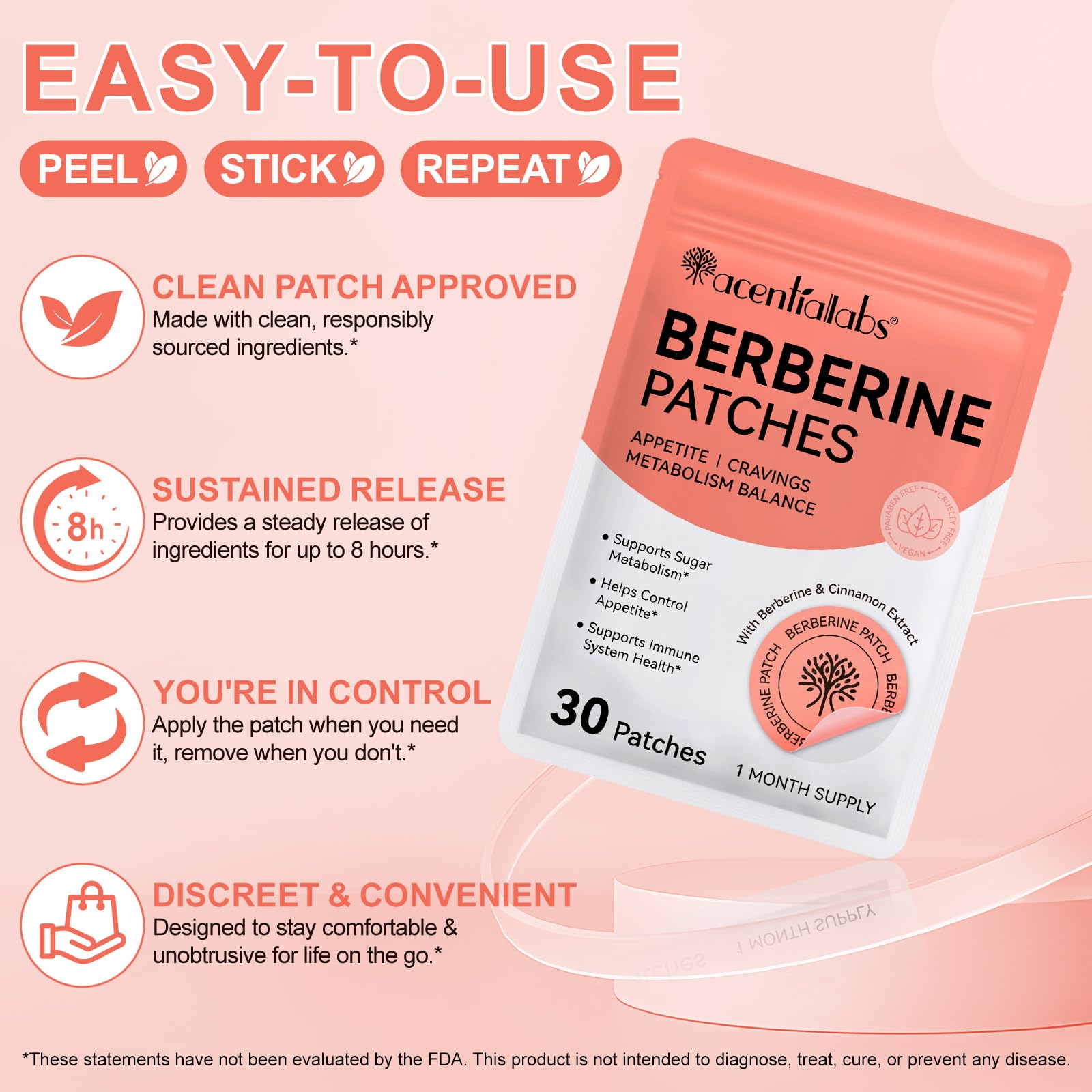 Patches De Ber-beriine Pour L'Équilibre Métabolique, Soutien À La Forme Saine, Autocollants D'Aide Au Métabolisme De Soutien Pour La Peau Du Ventre Toute La Peau | 2 X 30Pcs Par Paquet
