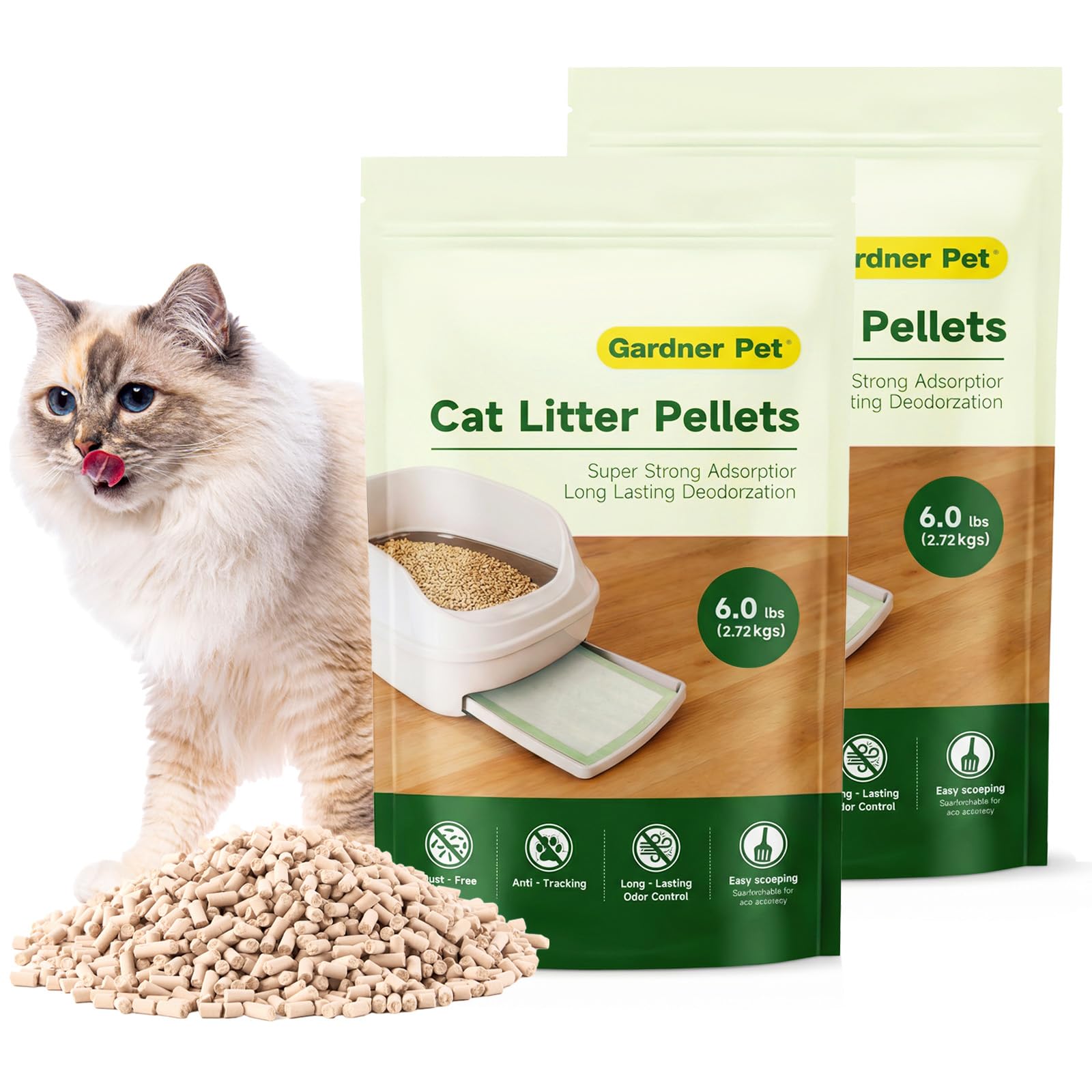 Gardner Pet Zeolite Cat Litter Pellets 12 Lbs (6 Lbs x 2 Pack) | Natural Non-Clumping Ref…