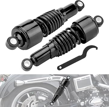 Motorcycle 10.5/267mm Rear Shock Absorbers Lowering Shock Black Rear Suspension Kit Replacement for Harley Sportster Iron XL 883 1200 2004-2012