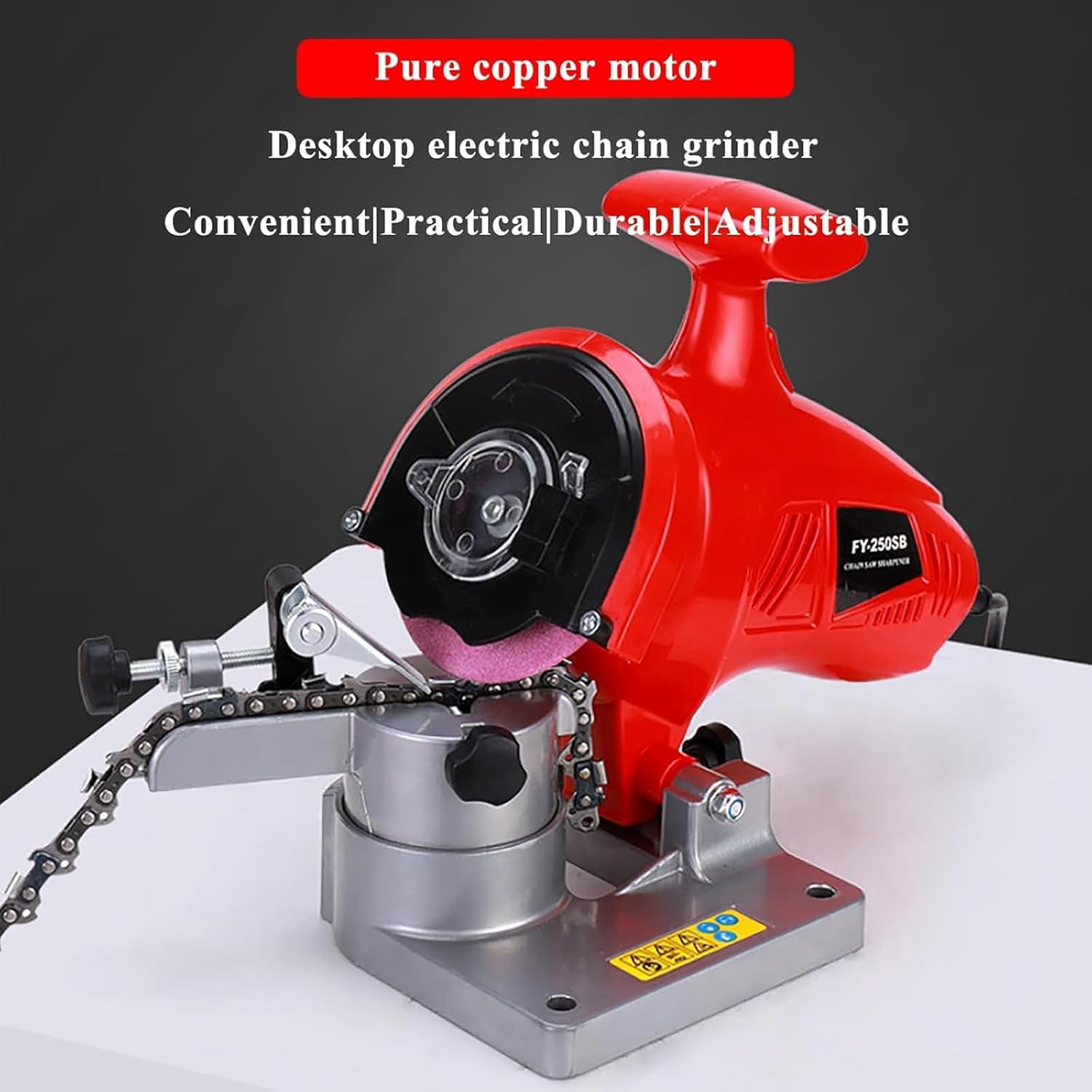 Electric Chainsaw Sharpener Kit, Automatic Chain Saw Sharpener Tool, No-Load Speed 8400 RPM, Angle Adjustment (0-35°), W/Protective Cover, for All Chainsaw Chains