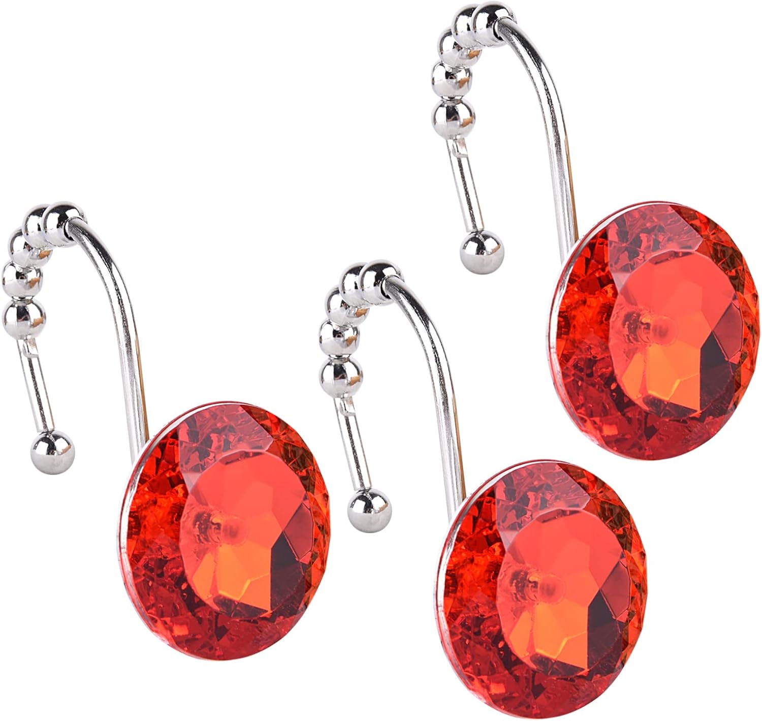 Shower Curtain Hooks Rings 12Pcs Crystal Rolling Shower Curtain Hooks, Stainless Steel Rust Proof Decorative Window Shower Hooks Hangers for Bathroom, Living Room, Towels (Clear) : Home & Kitchen