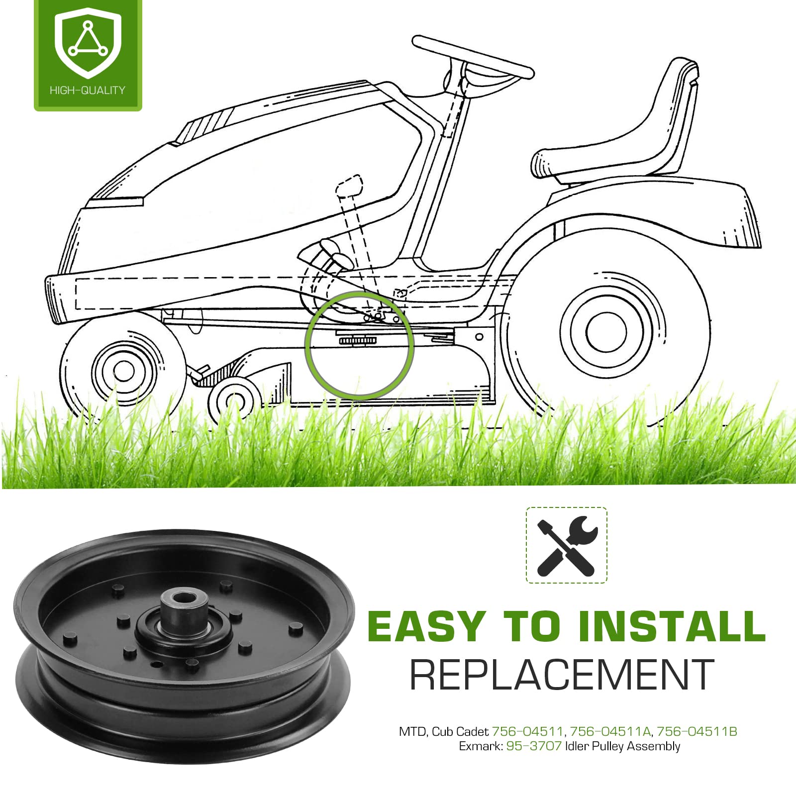 Juego de 3 poleas tensoras planas de repuesto para Cub Cadet MTD Troy Bilt 756-04511B 756-05042 RZT L S 42 pulgadas 46 pulgadas 50 pulgadas Mustang XP Z6600 Z6400 ZS6500 Cortacésped Piezas