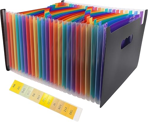 Carpeta de archivos expandible de 24 bolsillos con etiquetas en blanco, organizador de archivos de acordeón según organizador de archivos con