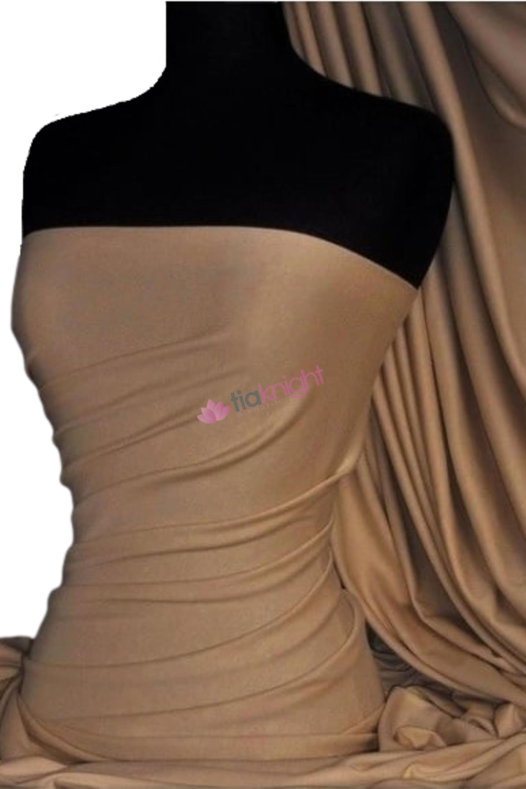Soft Fine 1x1 Rib 100% Cotton Knit Jersey Fabric | Soft T-Shirt Material | Over 50 Colours | Oeko-Tex Certified | Same Day Dispatch | by Tia Knight (Q61) (Mocha)