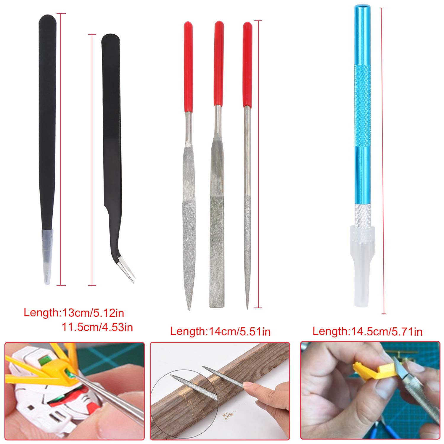 17PCS Gundam Modèle Outils Kit, Outils de Modélisme, Hobby Building Craft Set pour la Réparation et la Fixation de Modèles