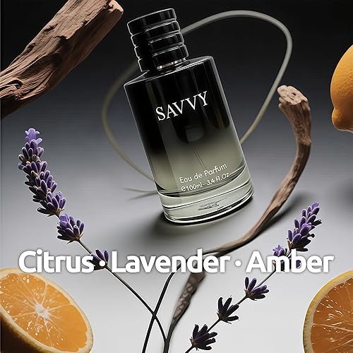 Miniatura 9 de Savvy Cologne de larga duración para hombres  Bergamota, lavanda, nuez moscada y vainilla Papua  Eau de Toilette 100 ml en aerosol  Fragancia de día